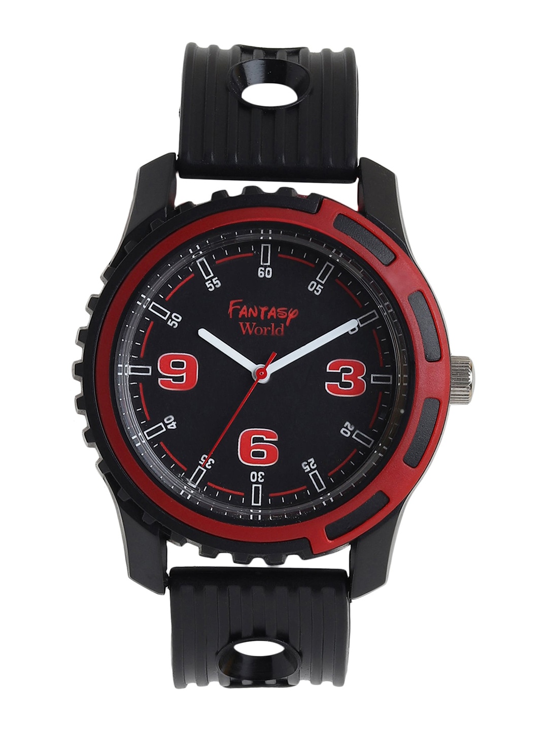 

Fantasy World Kids Black Dial & Black Textured Straps Analogue Watch FW-010-BK-RD