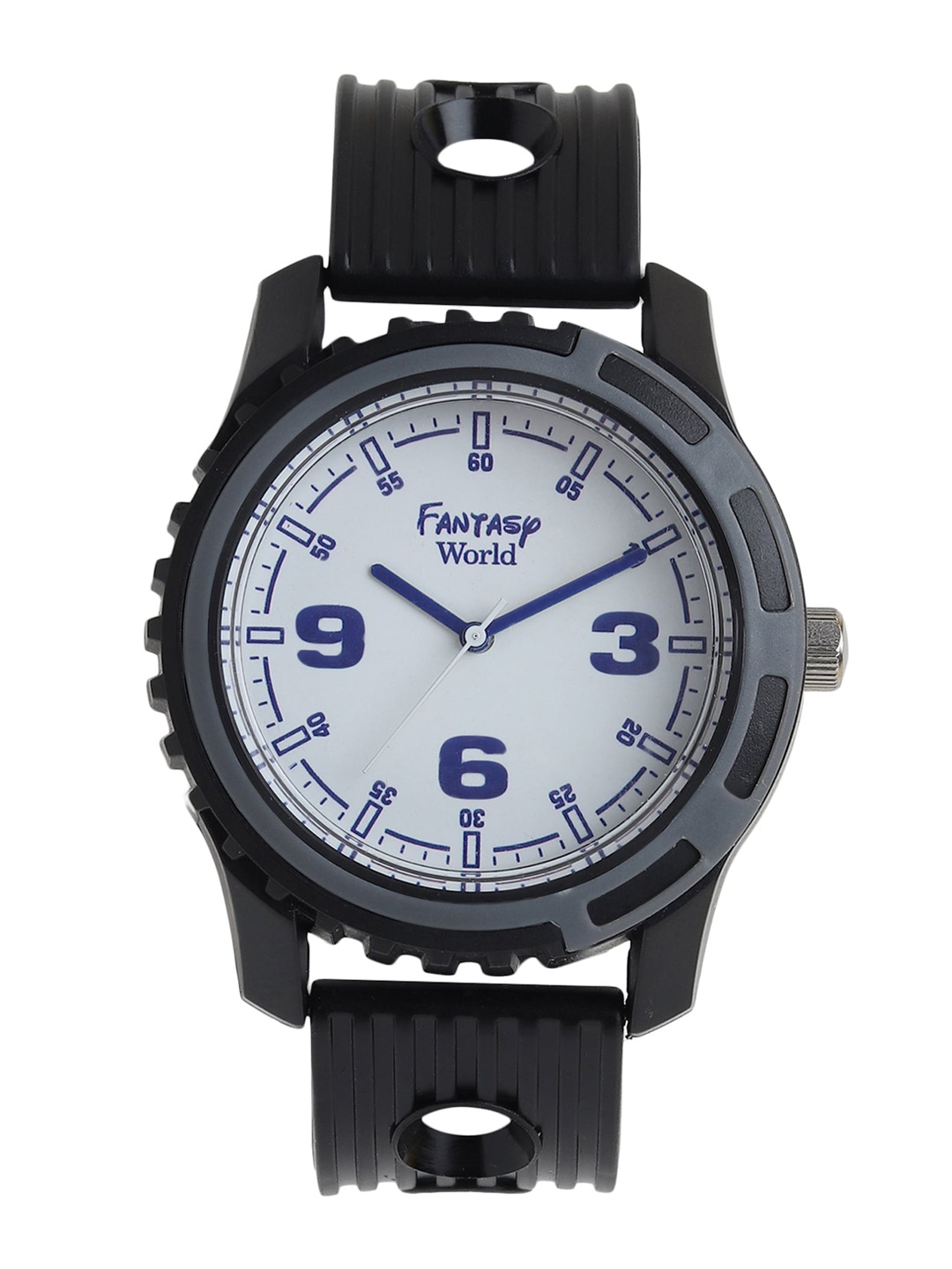 

Fantasy World Kids White Dial & Black Textured Straps Analogue Watch FW-010-BK-GRY