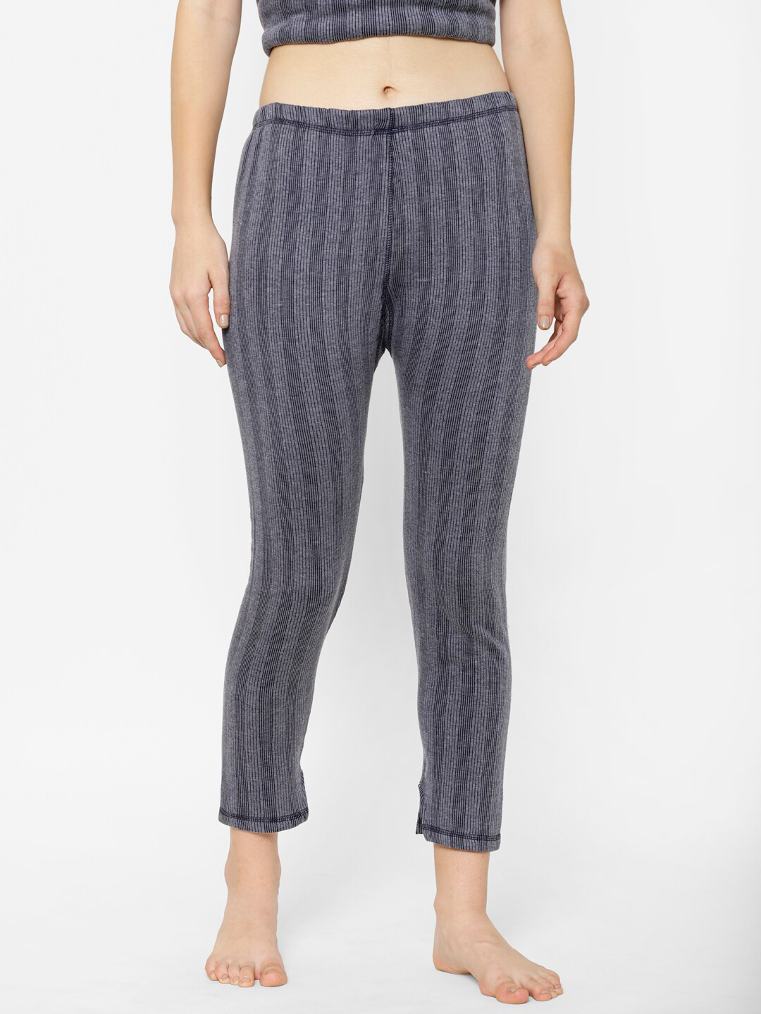 

VIMAL JONNEY Women Navy Blue Striped Thermal Bottoms