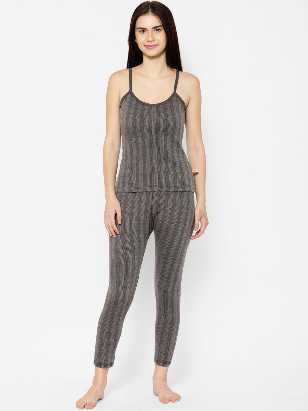 

VIMAL JONNEY Women Grey Striped Thermal Set