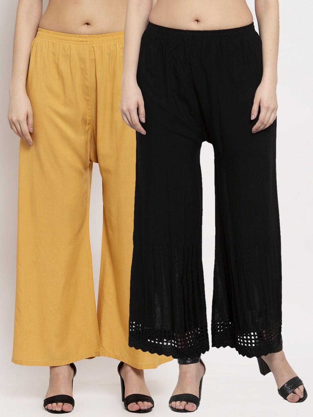 

Miaz Lifestyle Women Beige & Black Pack of 2 Palazzos