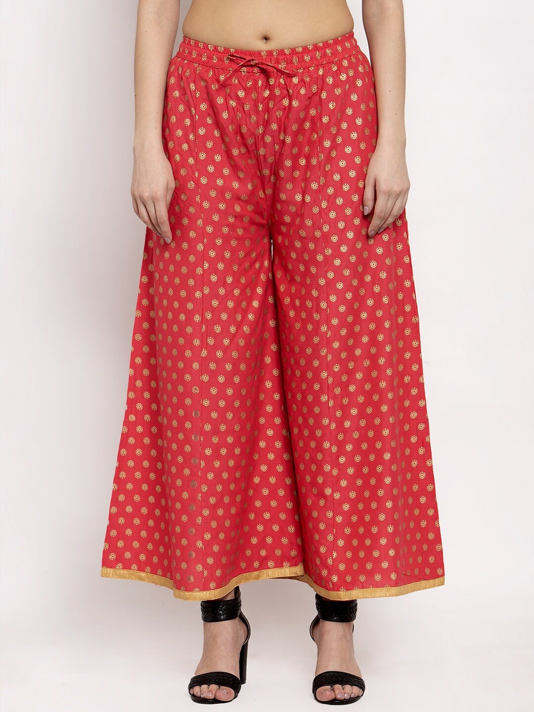 

Miaz Lifestyle Women Pack Of 2 Peach & Navy Blue Solid Ethnic Palazzos