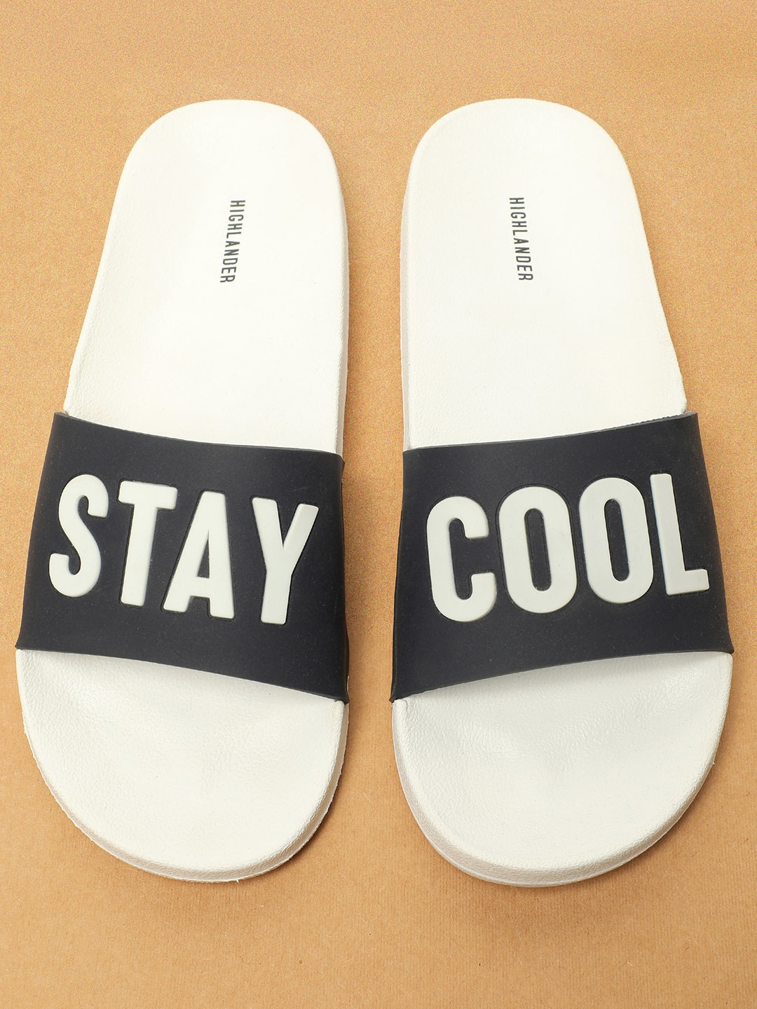 

HIGHLANDER Men Navy Blue & White Printed Rubber Sliders