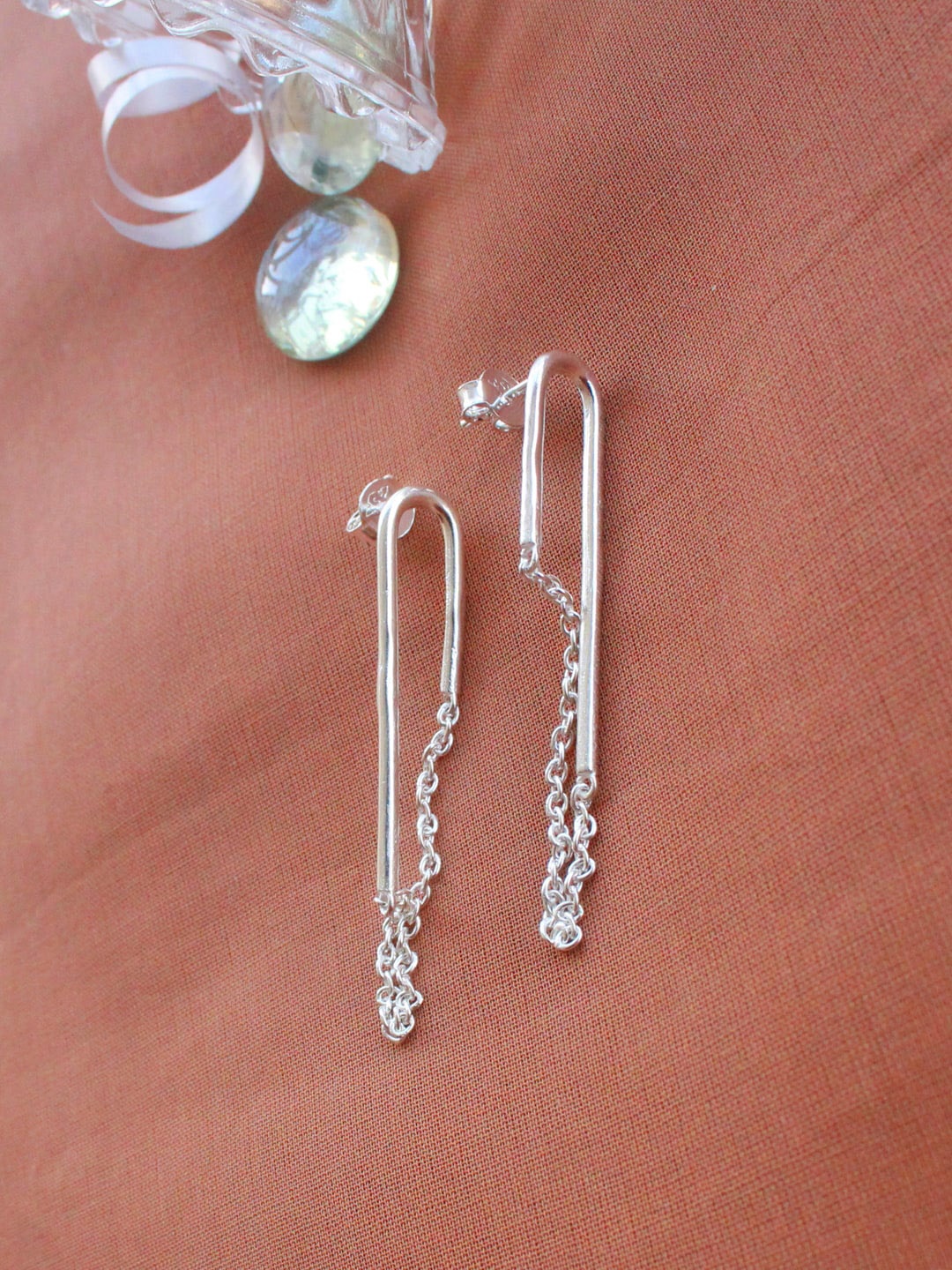 

ERILINE JEWELRY Silver-Toned 925 Sterling Silver Contemporary Drop Earrings