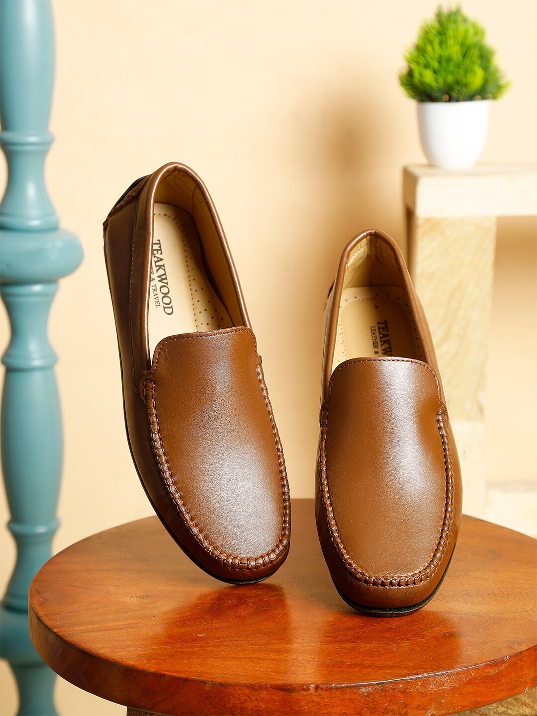 

Teakwood Leathers Men Tan Solid Leather Formal Loafers