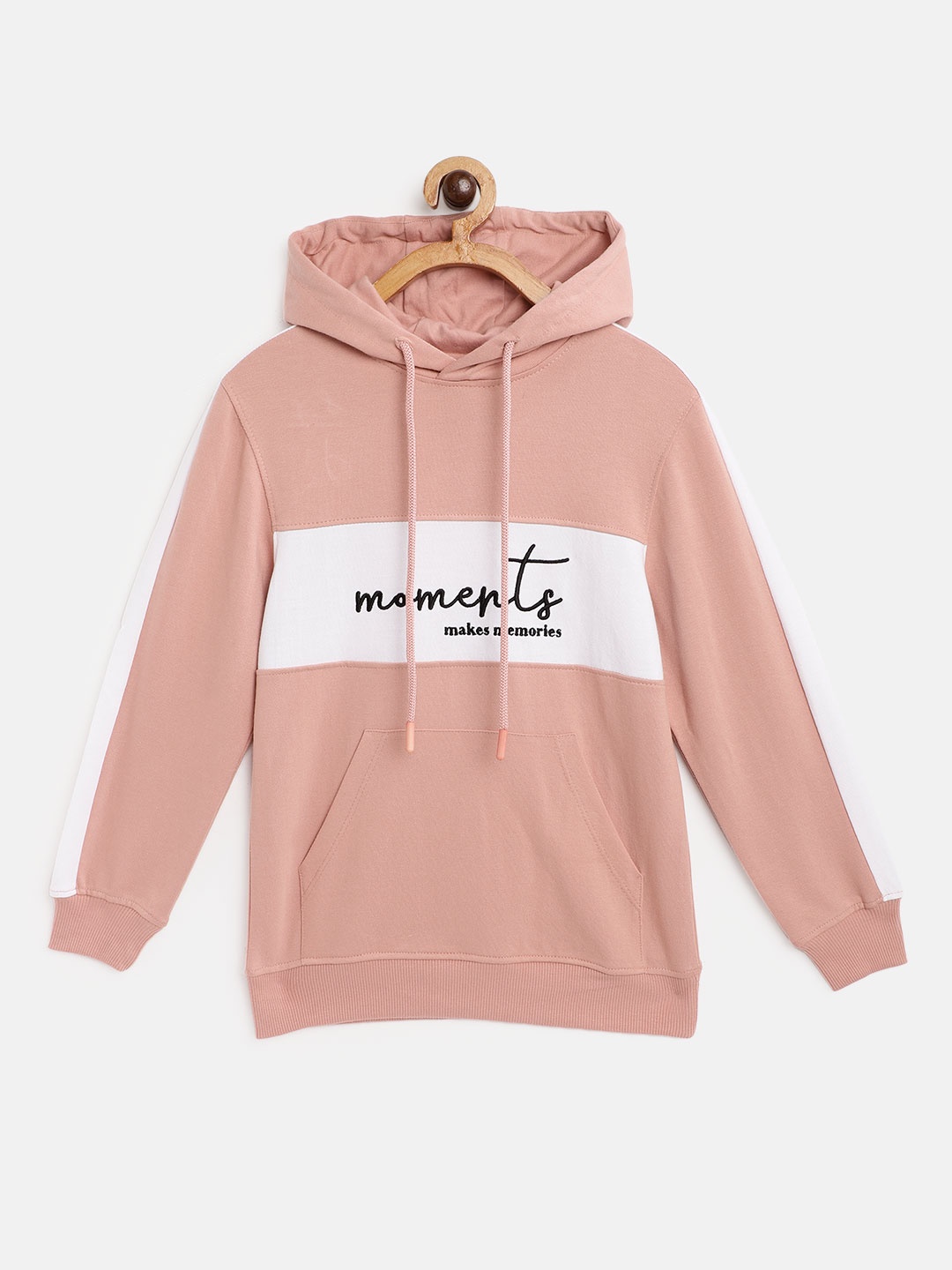 

M&H Juniors Boys Peach-Coloured Embroidered Hooded Sweatshirt