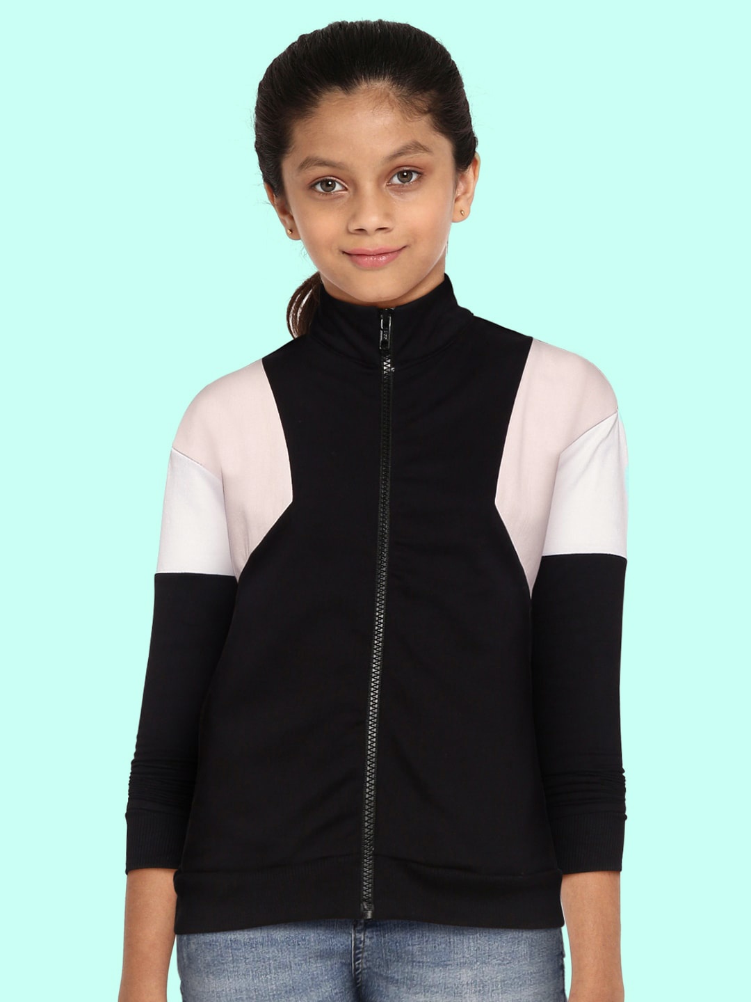 

M&H Juniors Girls Black & Pink Colourblocked Sweatshirt
