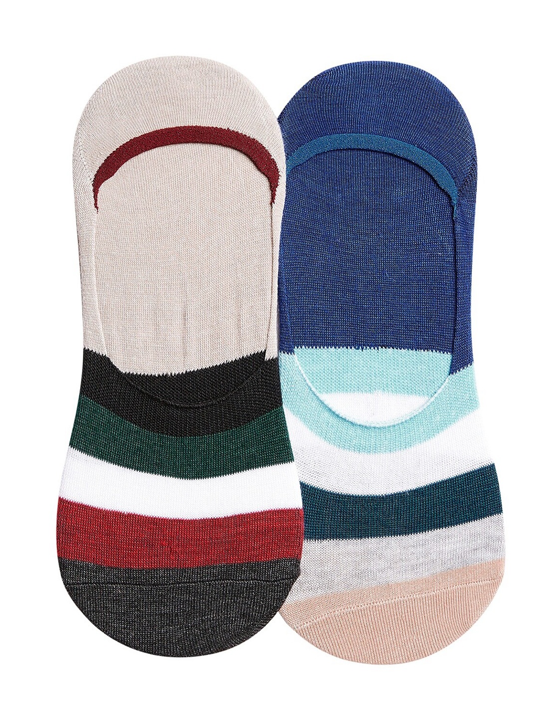 

SECRETS BY ZEROKAATA Women Pack Of 2 Assorted Striped Cotton Shoe Liner Socks