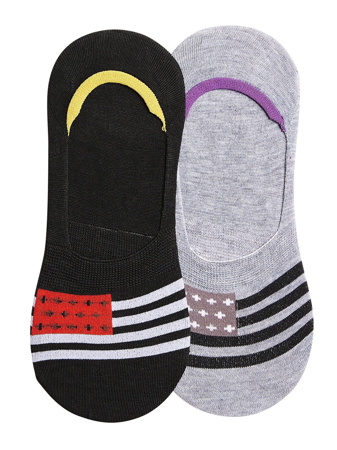 

SECRETS BY ZEROKAATA Women Pack Of 2 Assorted Striped Shoe Liner Socks