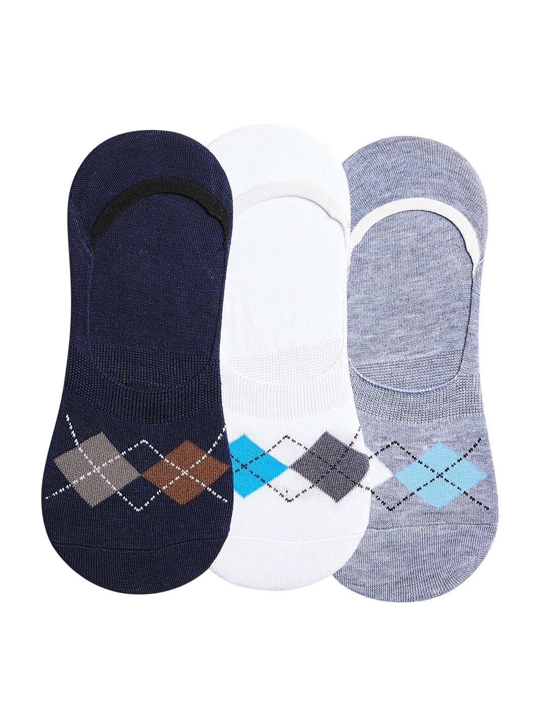 

SECRETS BY ZEROKAATA Women Pack Of 3 Assorted Checked Cotton Shoe Liners Socks