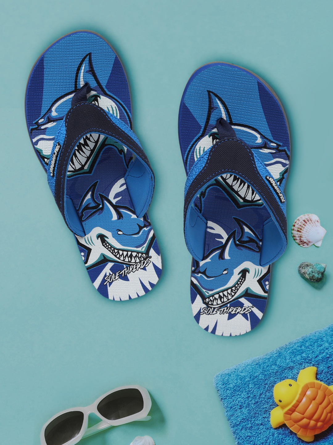 

Solethreads Unisex Kids Blue & White Printed Thong Flip-Flops