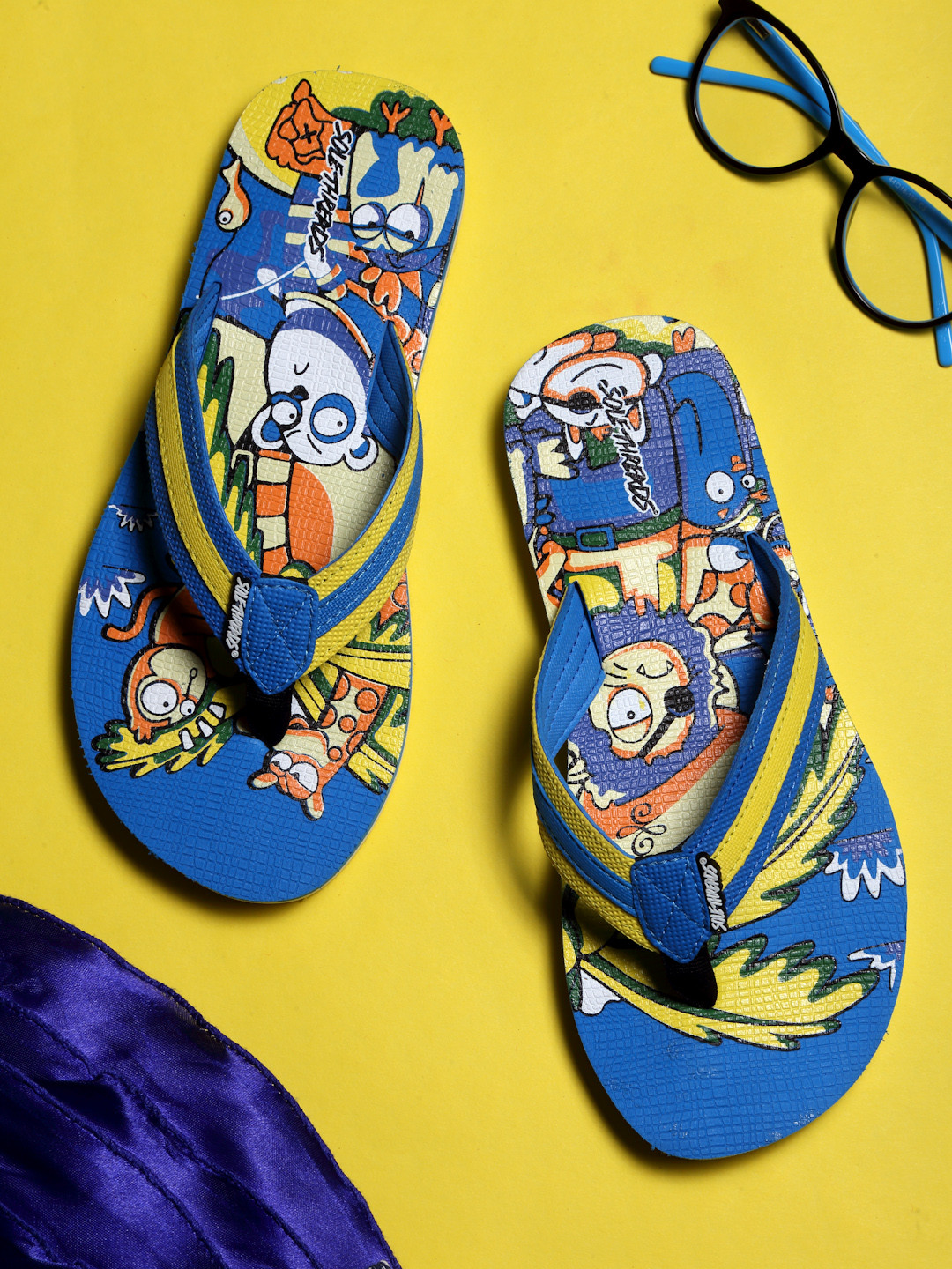 

Solethreads Unisex Kids Blue Printed Thong Flip-Flops