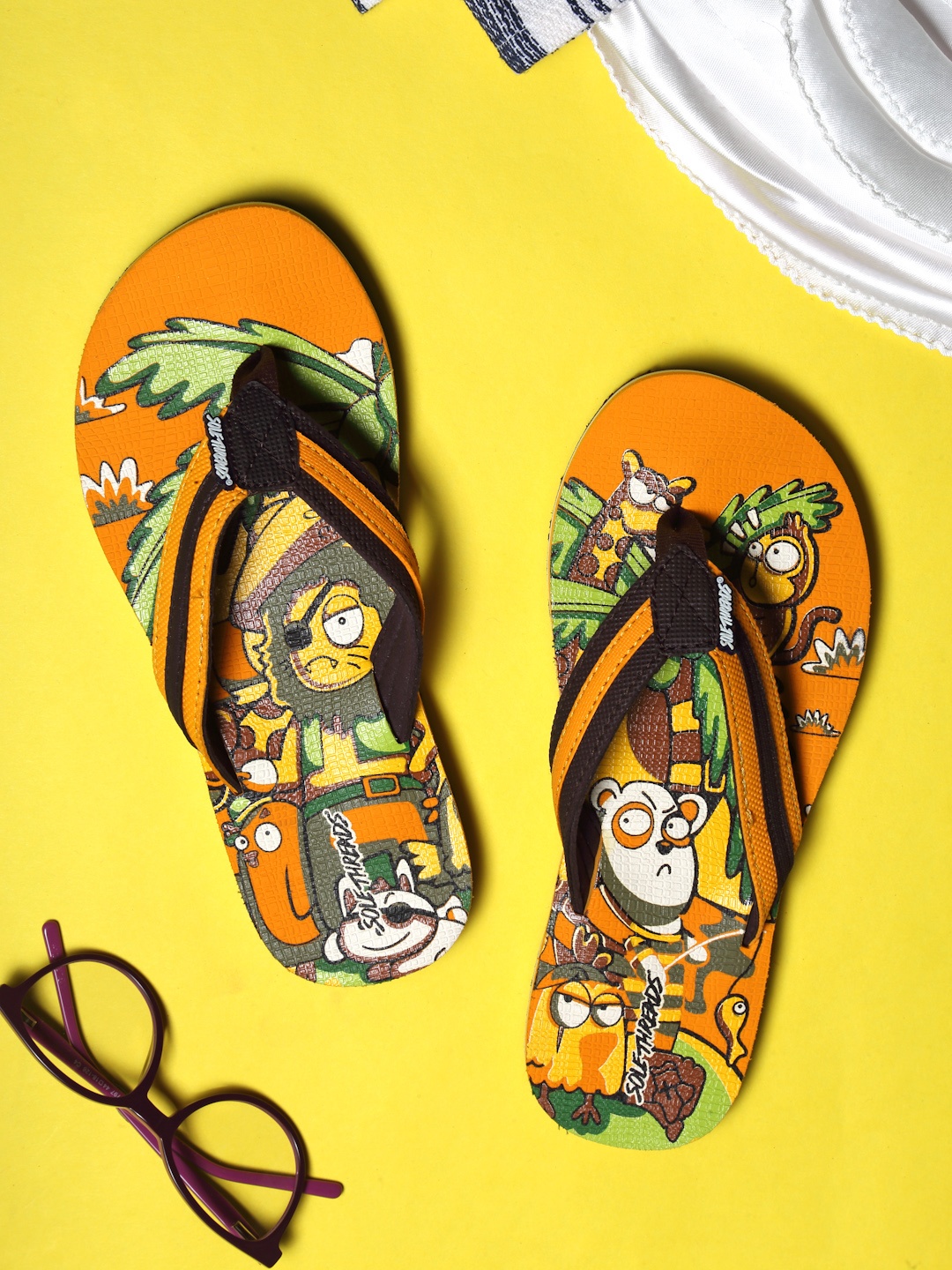 

Solethreads Kids Orange & Brown Printed Thong Flip-Flops