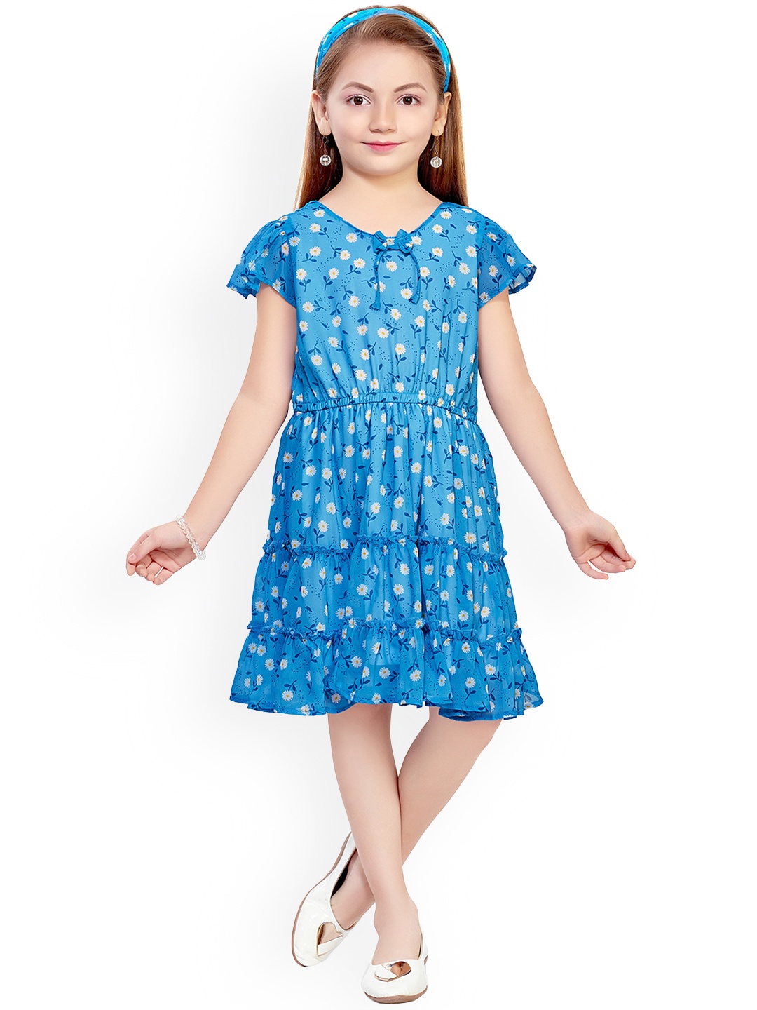 

Doodle Blue Floral Georgette Dress