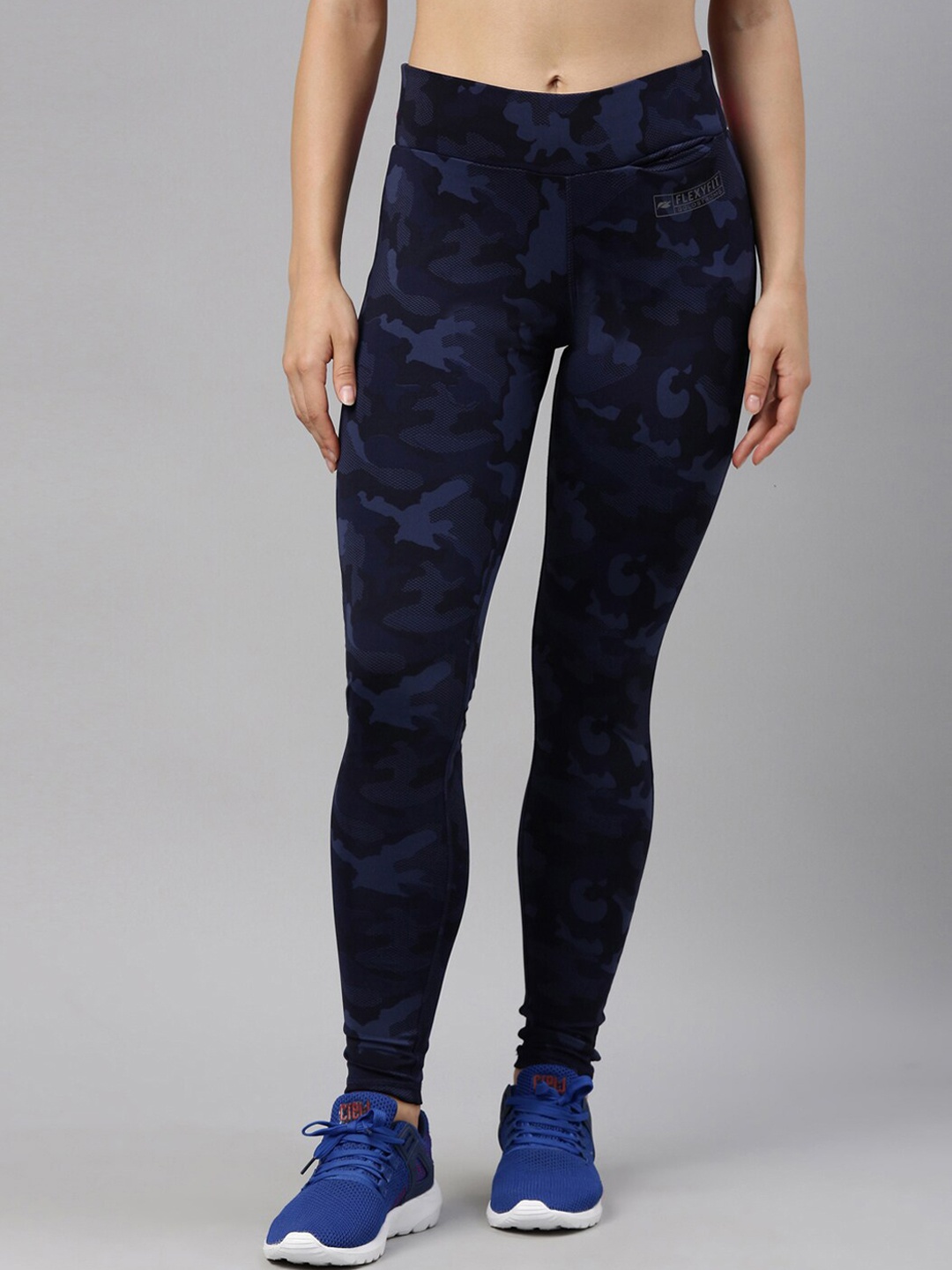 

GOLDSTROMS Women Navy Blue Printed Flexi-Fit Activewear Tights