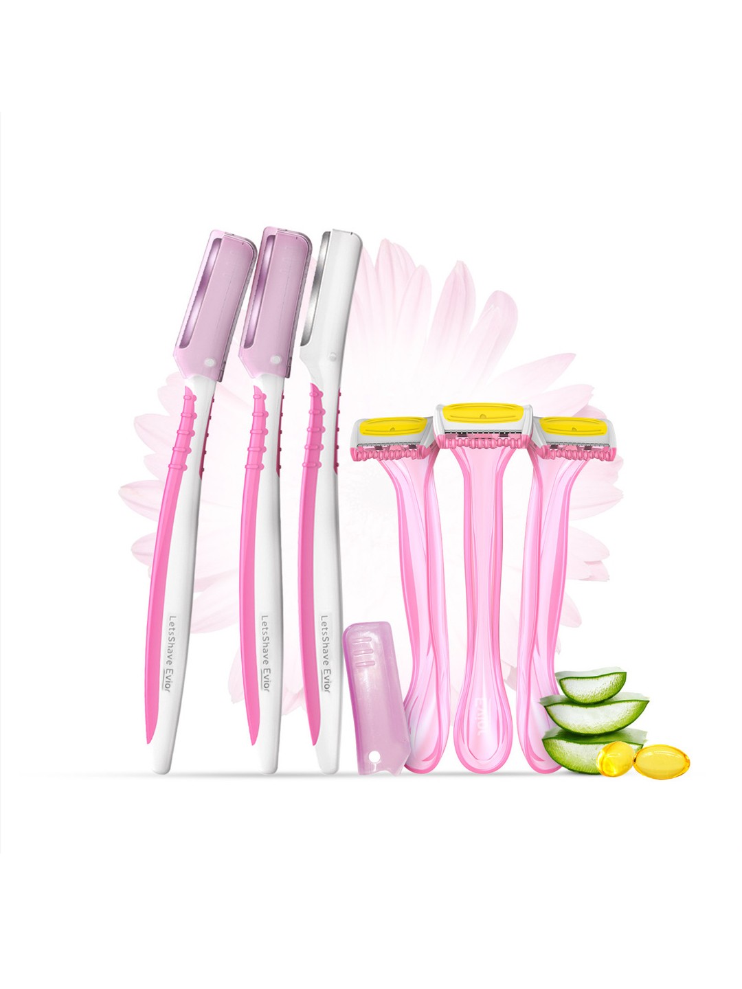 

LetsShave Evior Women Set Of 2 Face Razor & Bikini Razor, Pink