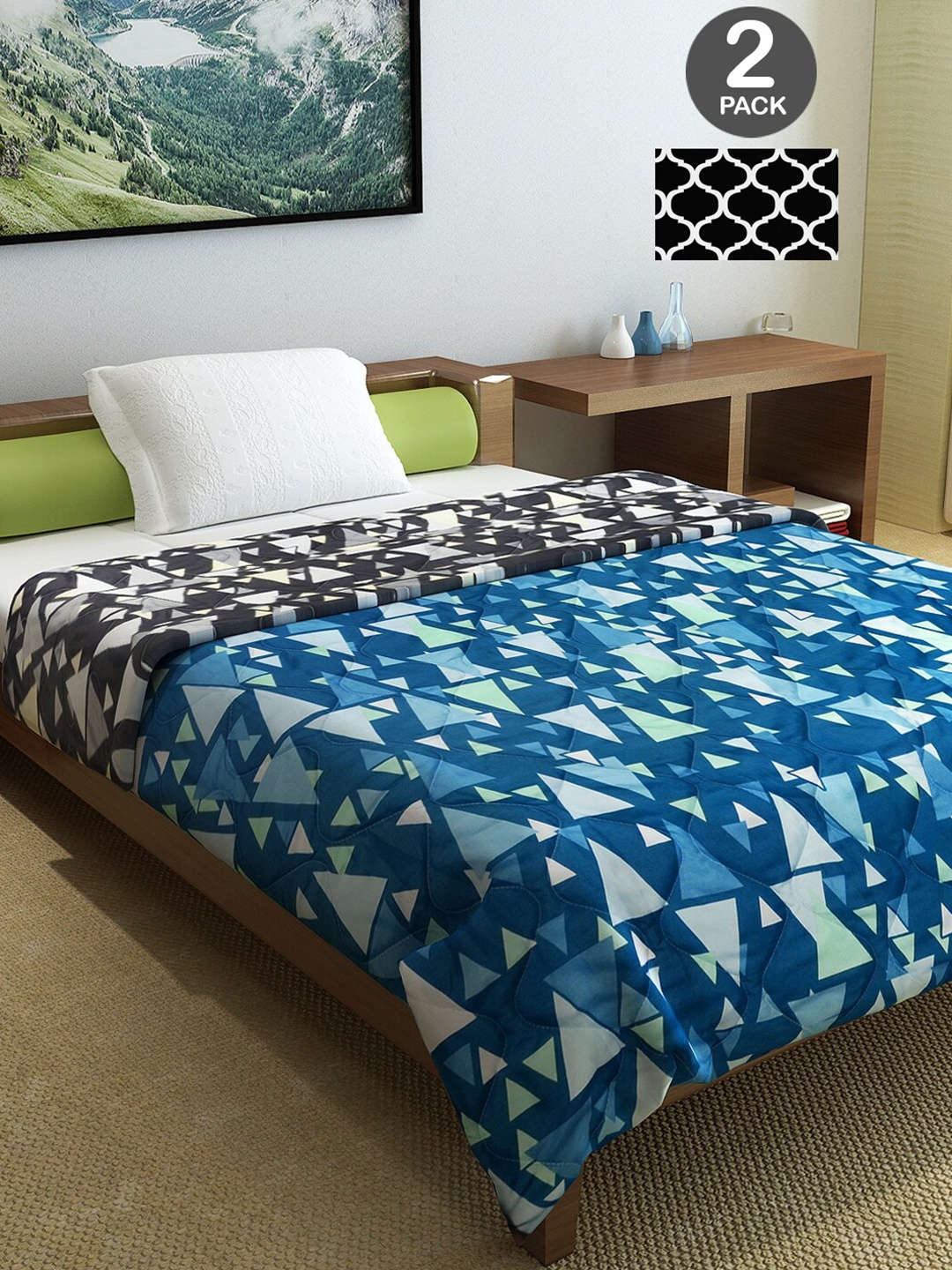 

Divine Casa Black & White Set of 2 Geometric Mild Winter 120 GSM Single Bed Comforter