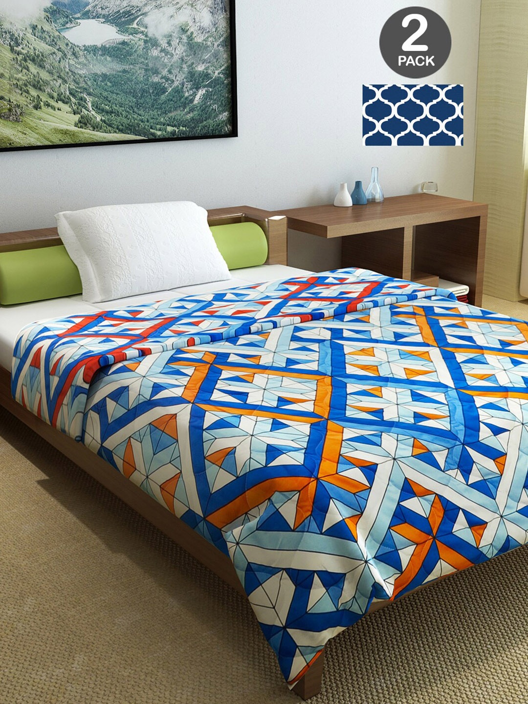 

Divine Casa Blue & White Set of 2 Mild Winter 120 GSM Single Bed Comforter