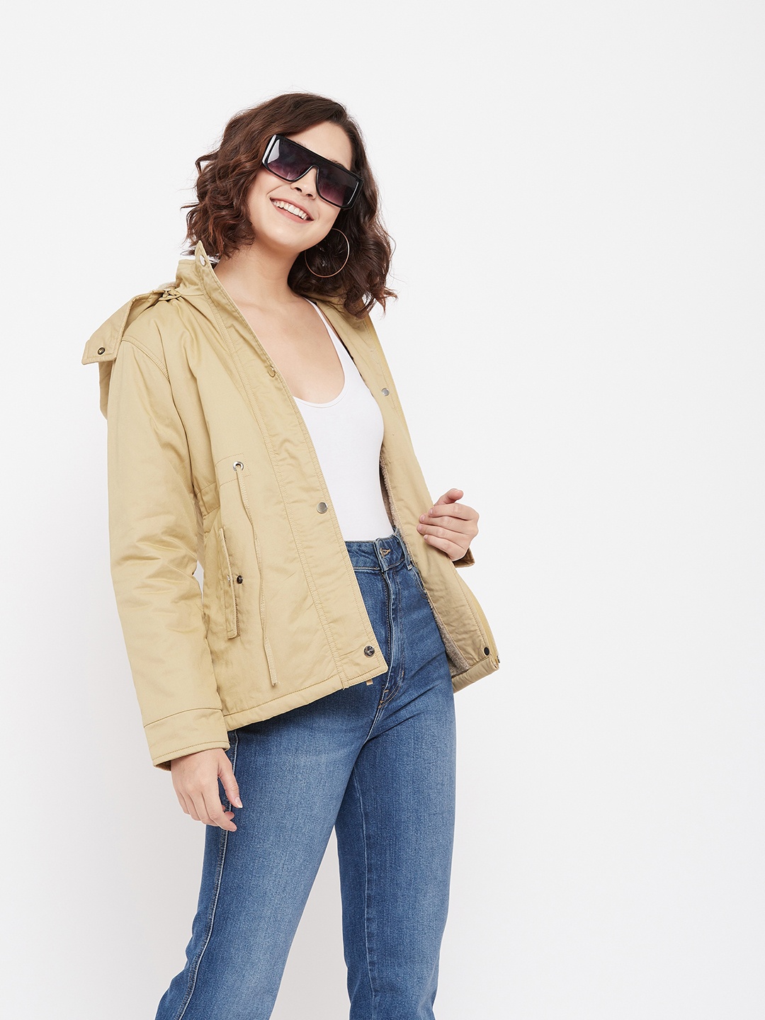 

Crimsoune Club Women Beige Longline Padded Jacket