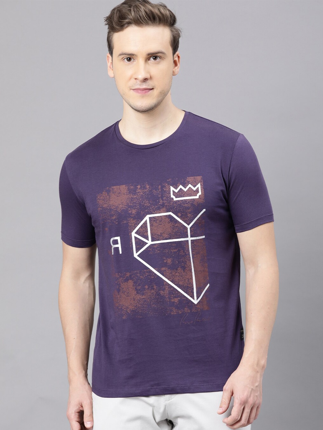 

RARE RABBIT Men Purple Printed T-shirt