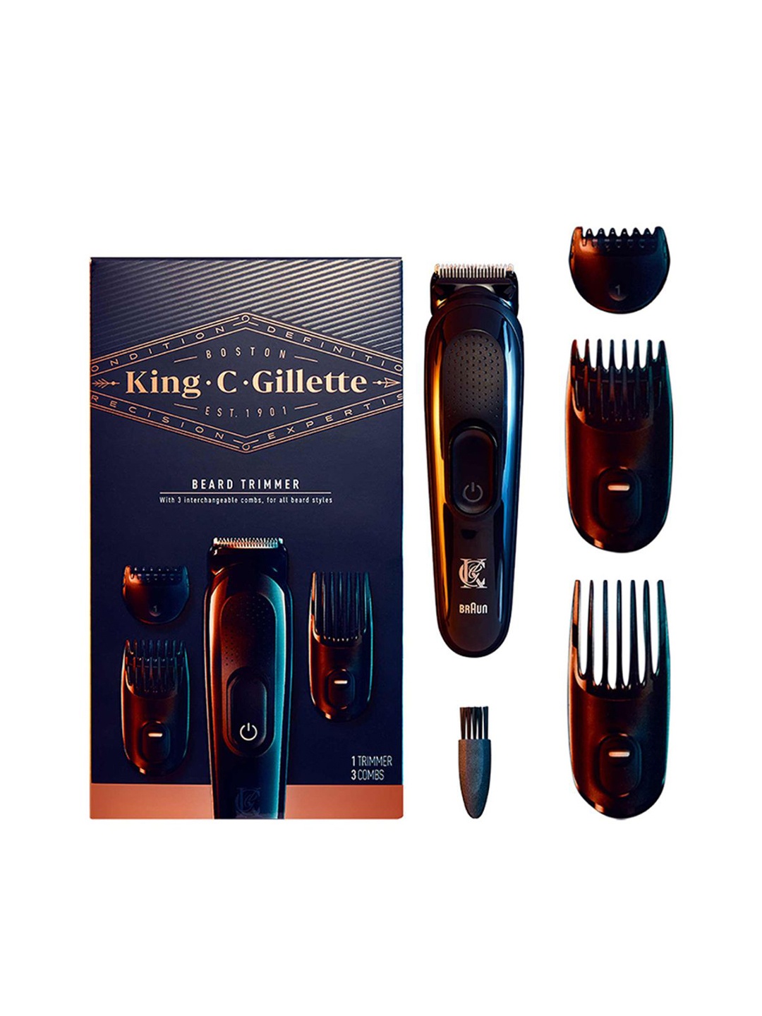 

Gillette King C. Beard Trimmer with 3 Interchangeable Combs, Black