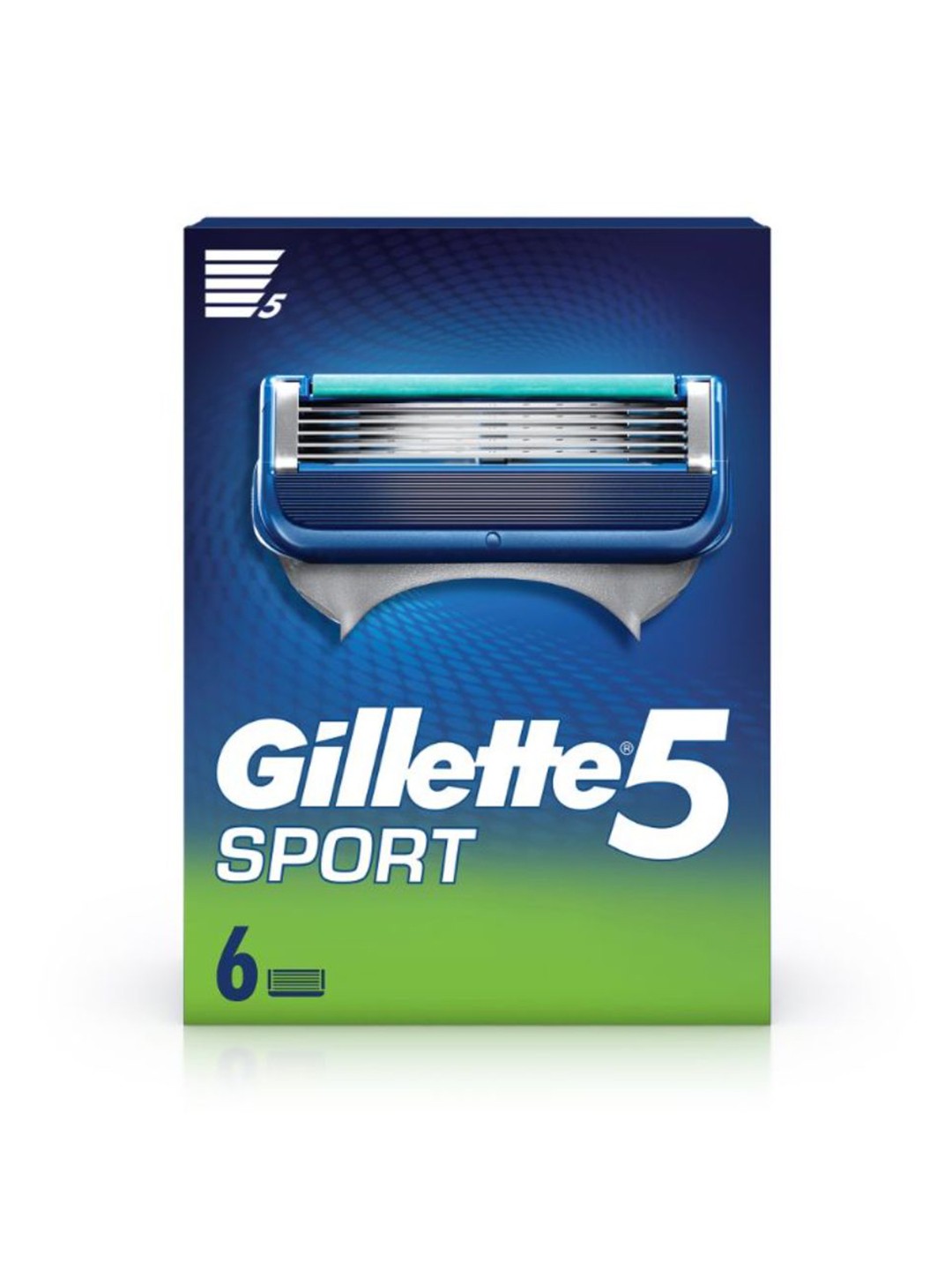 

Gillette Men Set of 6 Sport 5-Blade No Slip Aquagrip Cartridges, Blue