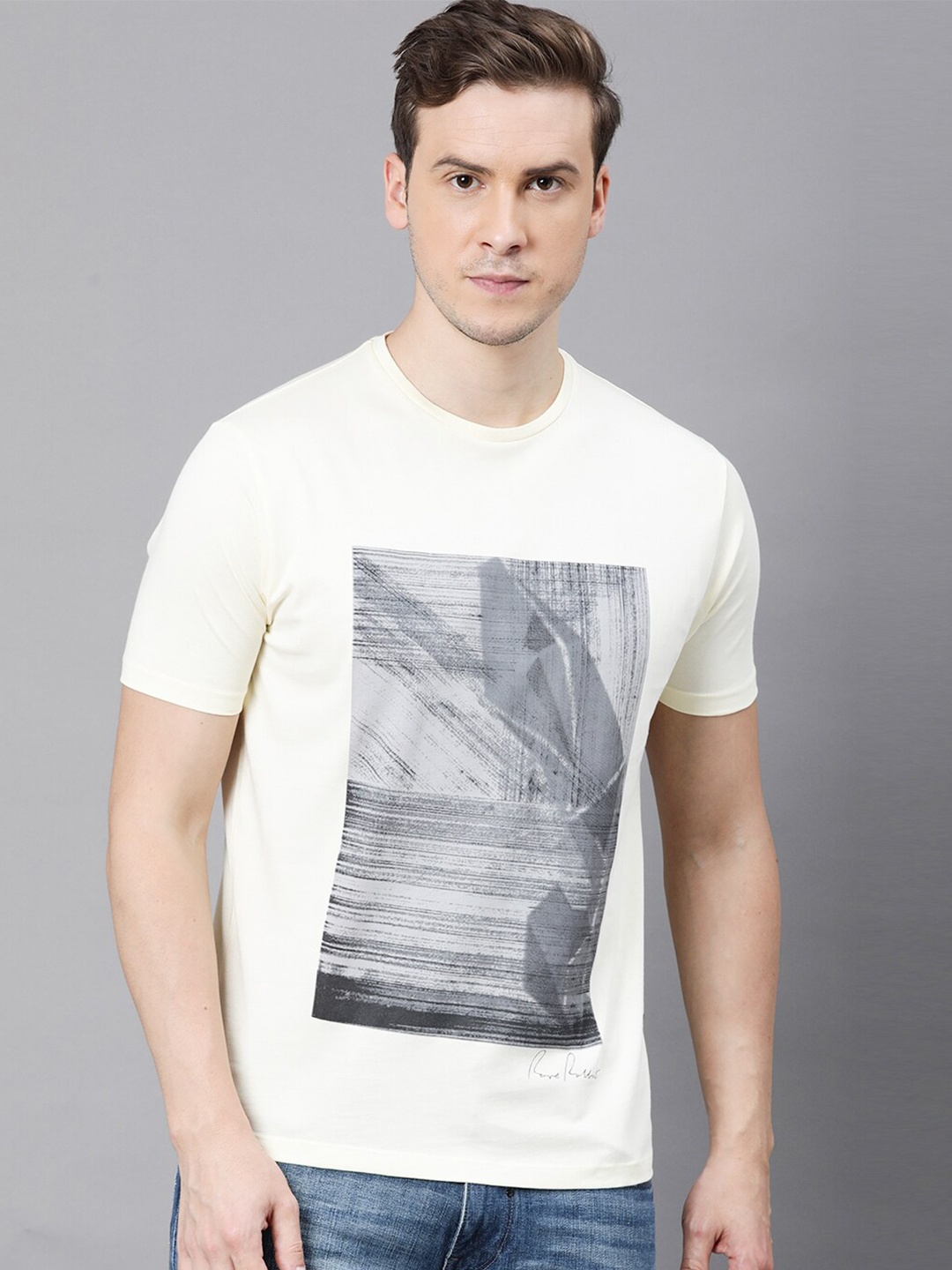 

RARE RABBIT Men Yellow Printed T-shirt