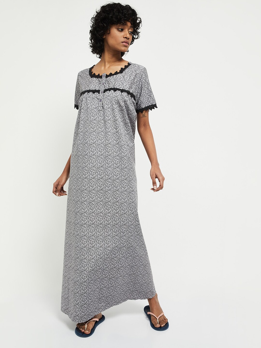 

max Grey Printed Maxi Nightdress