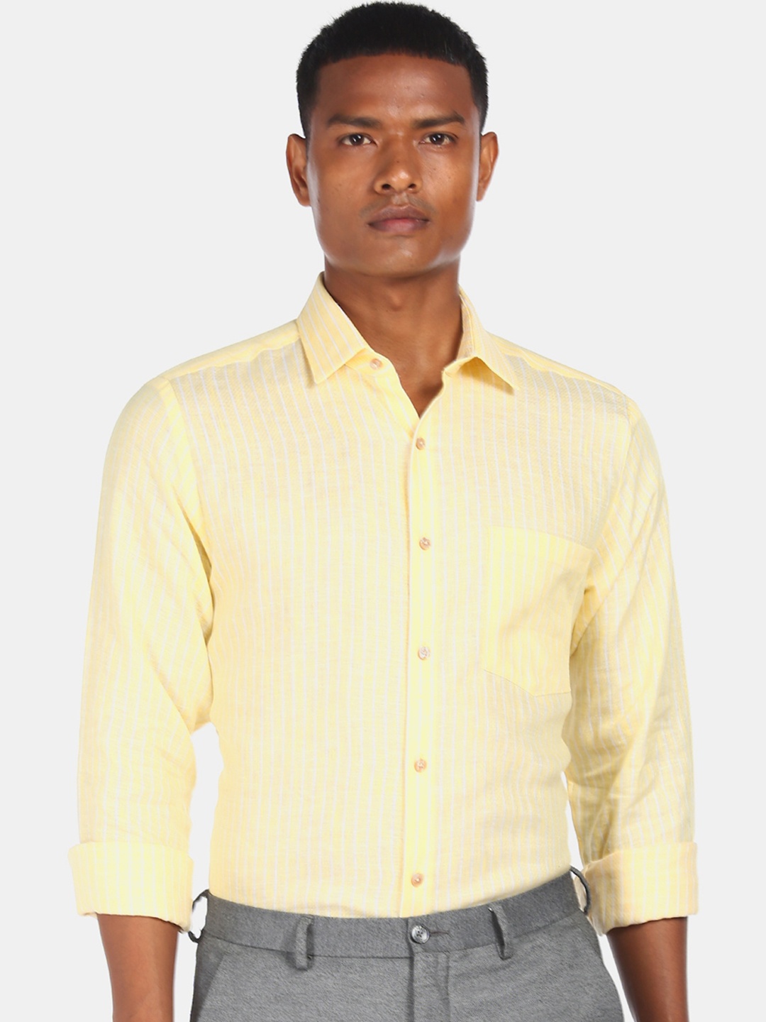 

Arrow Men Yellow Opaque Checked Formal Shirt