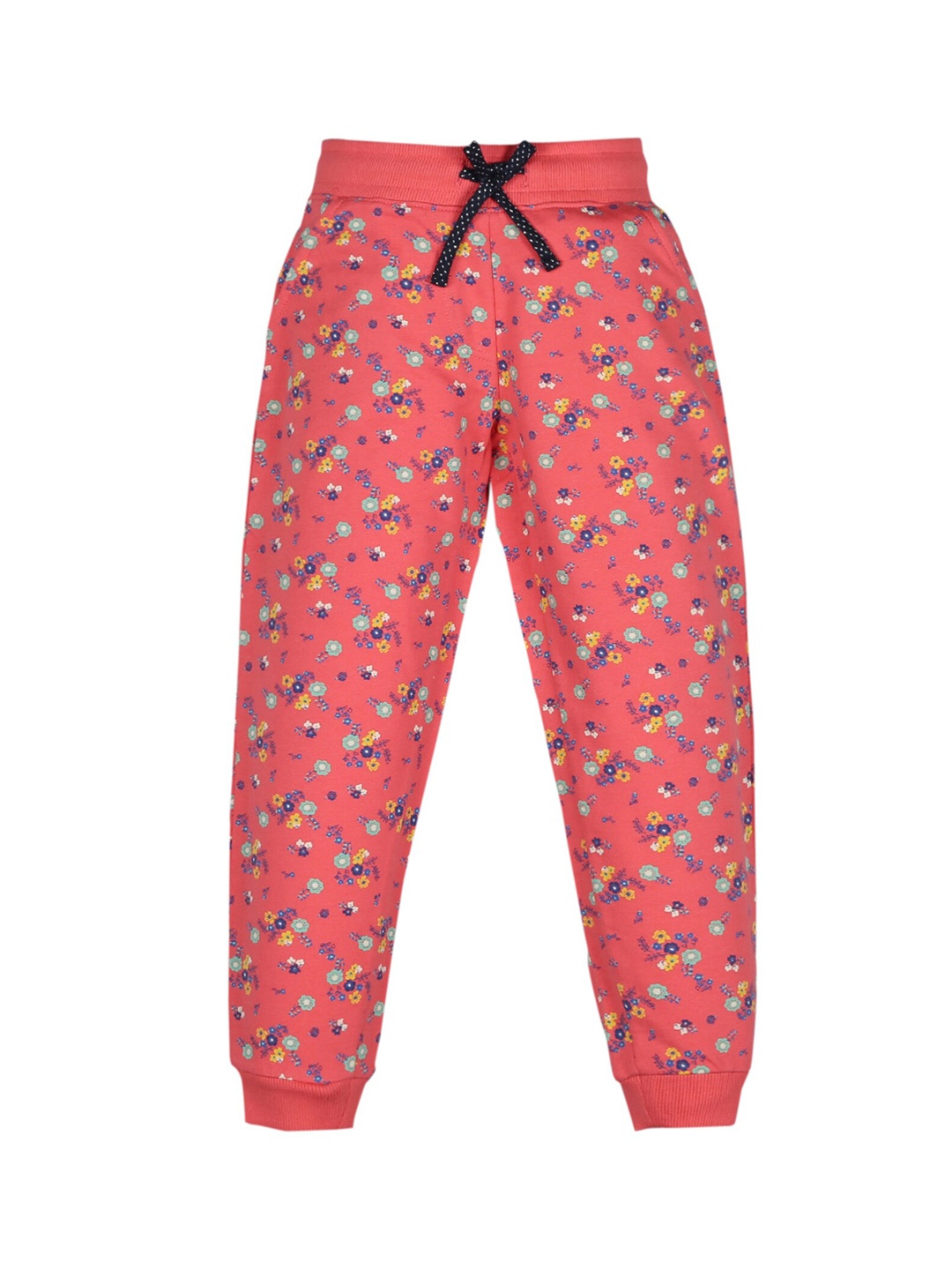 

PLUM TREE Girls Orange & White Printed Pure Cotton Joggers
