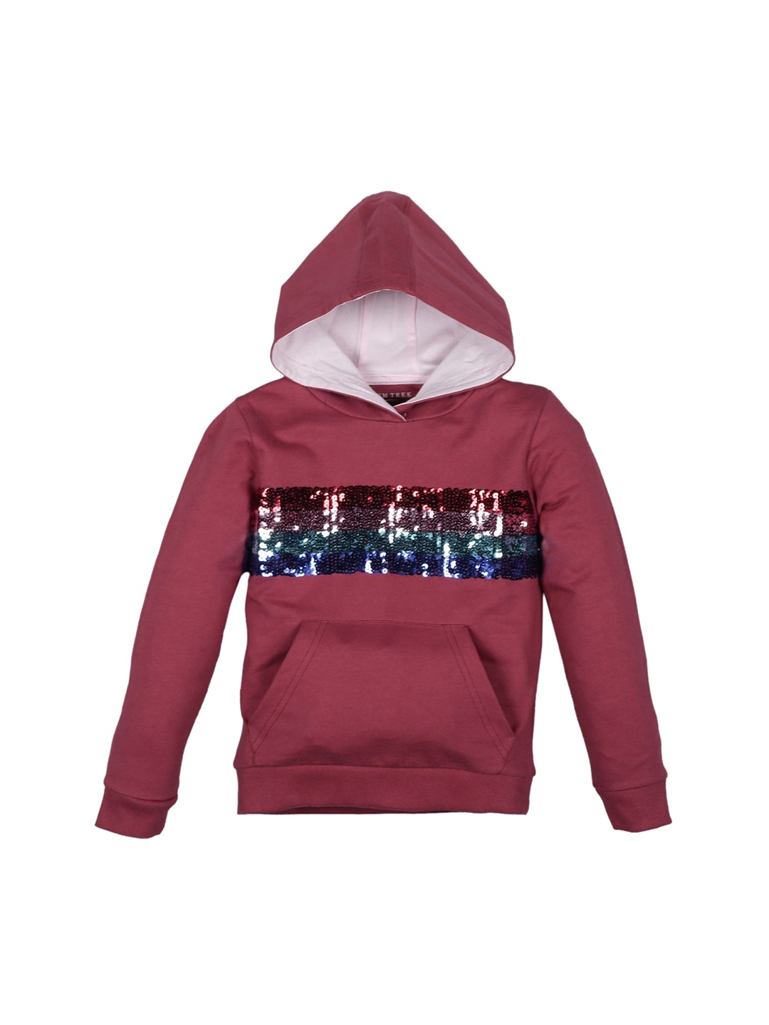 

PLUM TREE Girls Maroon Printed Hooded Sweatshirt