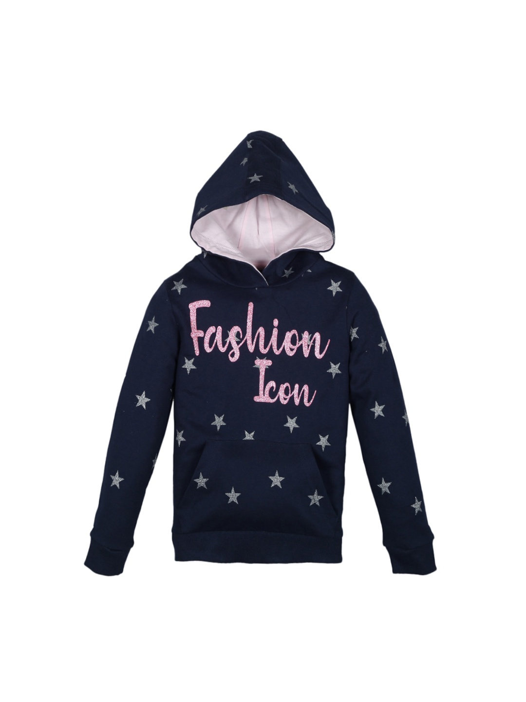 

PLUM TREE Girls Navy Blue Printed Hooded Sweatshirt