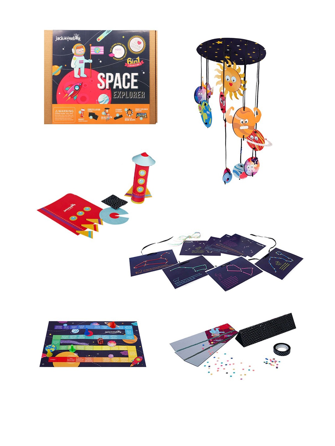 

jackinthebox Kids Purple & Red Space Explorer 6-in-1 DIY Craft Kit