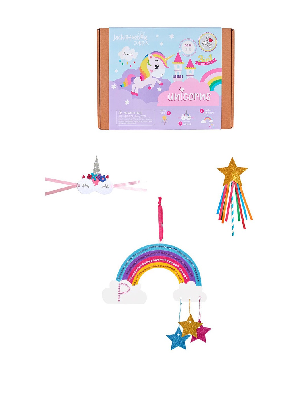 

jackinthebox Kids Blue & Pink Junior Unicorn 3-in-1 DIY Craft Kit