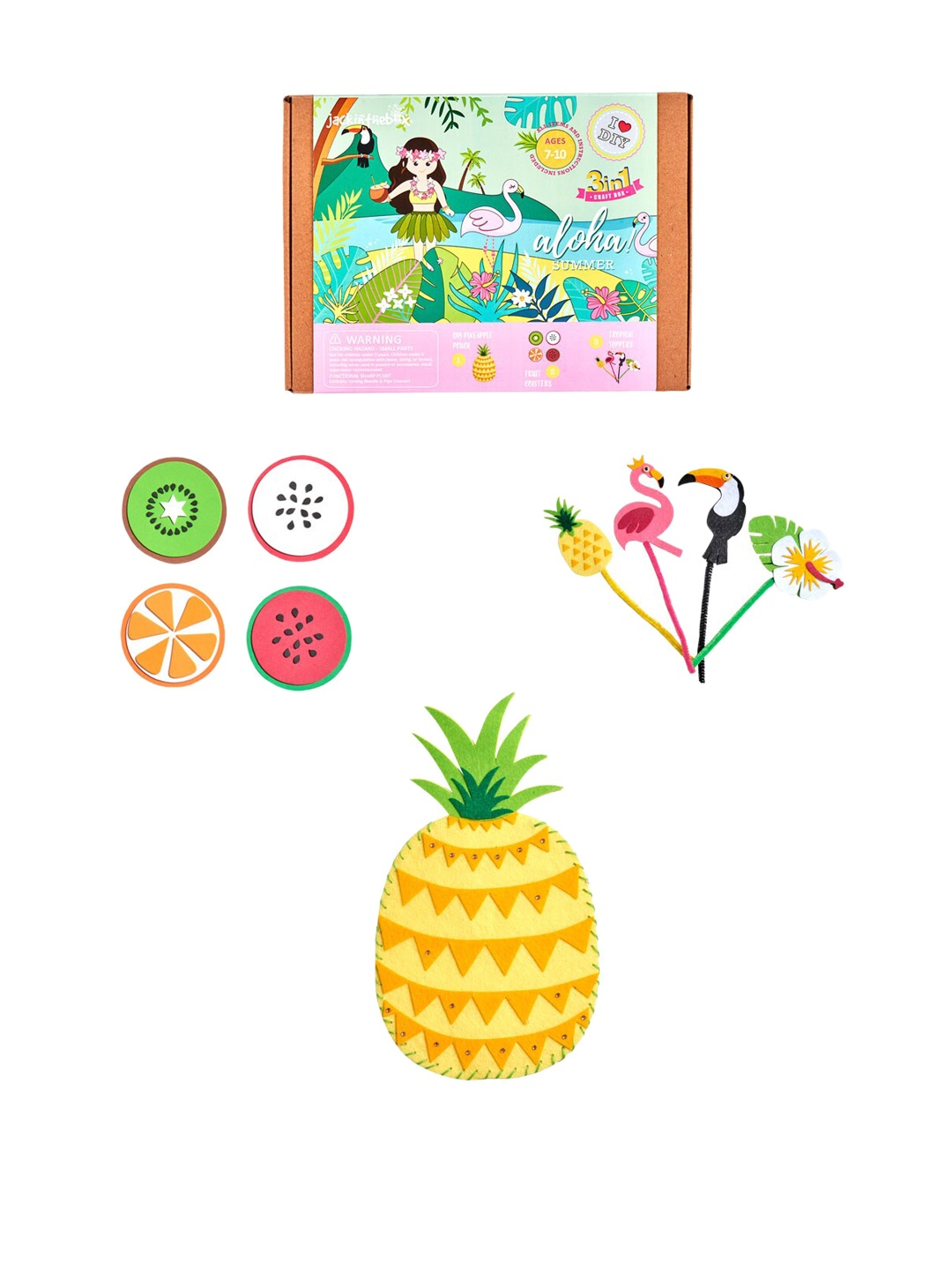

jackinthebox Kids Multicoloured Aloha Summer 3-In-1 DIY Craft Kit, Multi