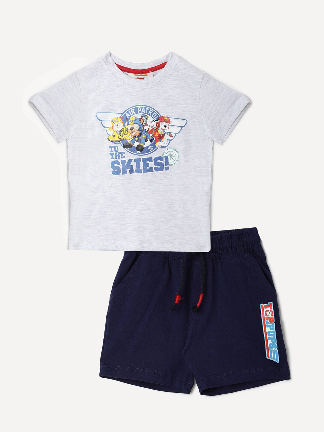 

Colt Boys Grey Melange & Navy Blue Printed T-shirt with Shorts