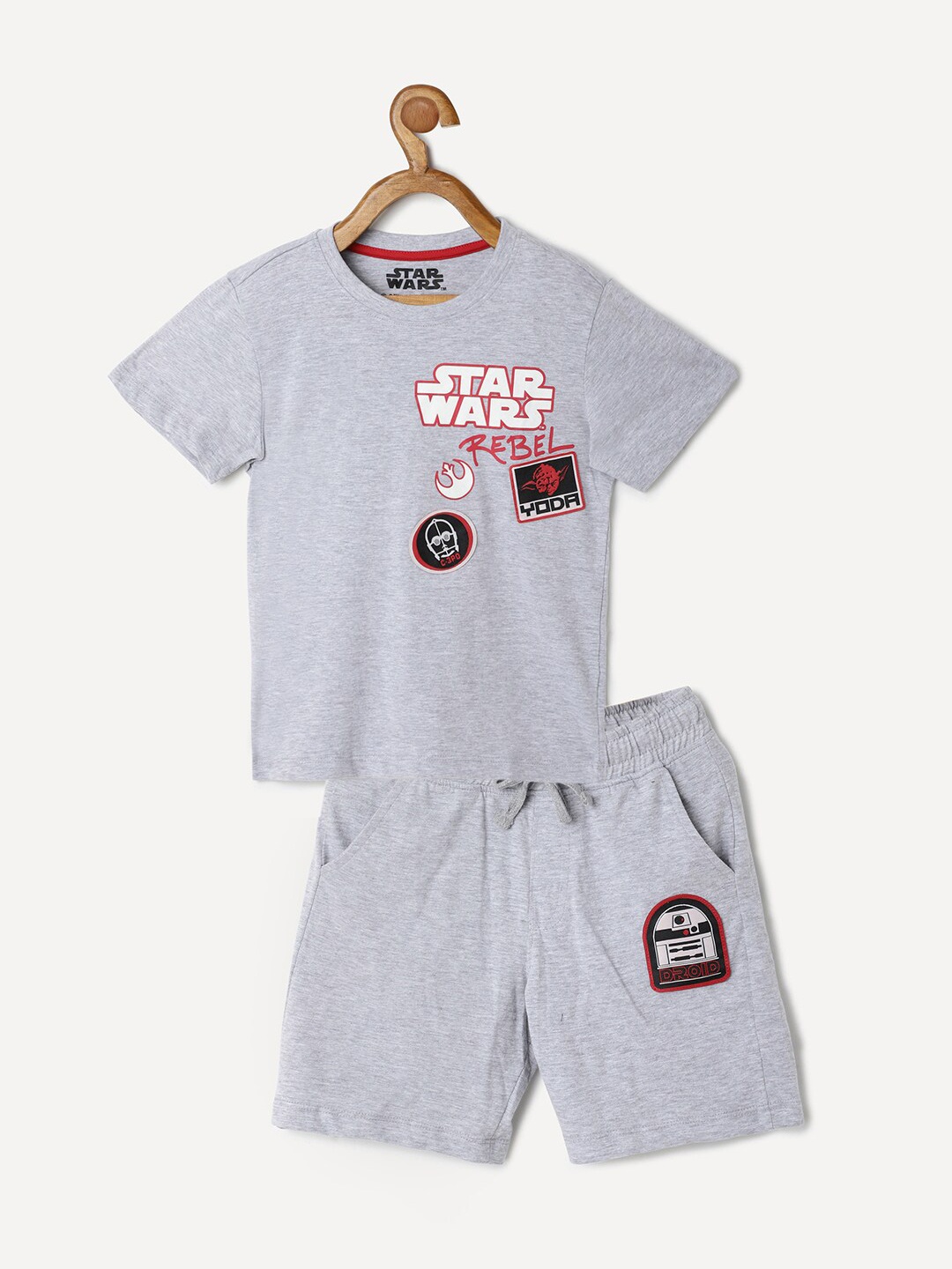 

Colt Boys Grey Melange & Red Printed T-shirt with Shorts