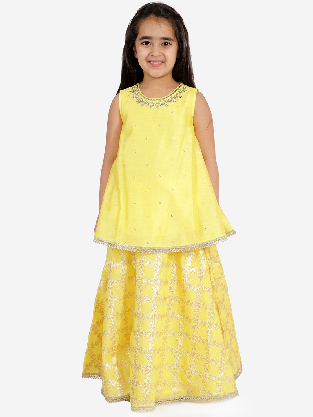 

LIL DRAMA Girls Yellow Embellished Lehenga Choli