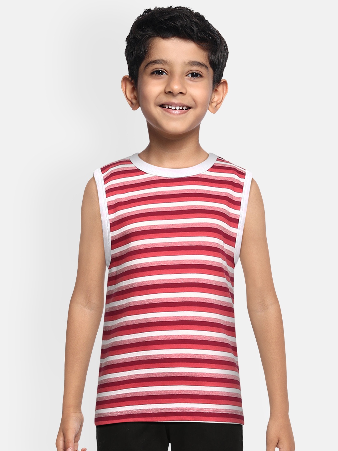 

METRO KIDS COMPANY Boys Red & White Striped T-shirt