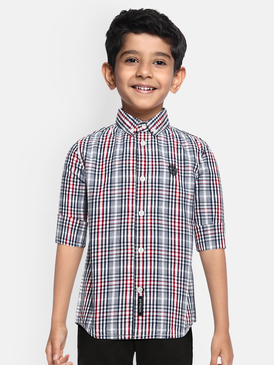 

METRO KIDS COMPANY Boys Multicoloured Checked Organic Cotton Casual Shirt, Multi