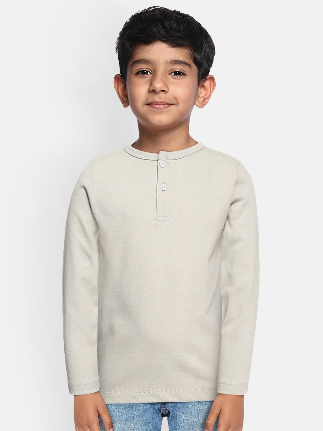 

METRO KIDS COMPANY Boys Grey Henley Neck T-shirt