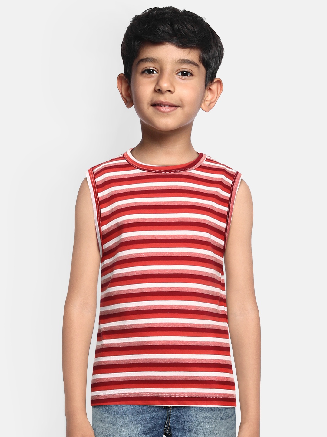 

METRO KIDS COMPANY Boys Red & White Striped T-shirt