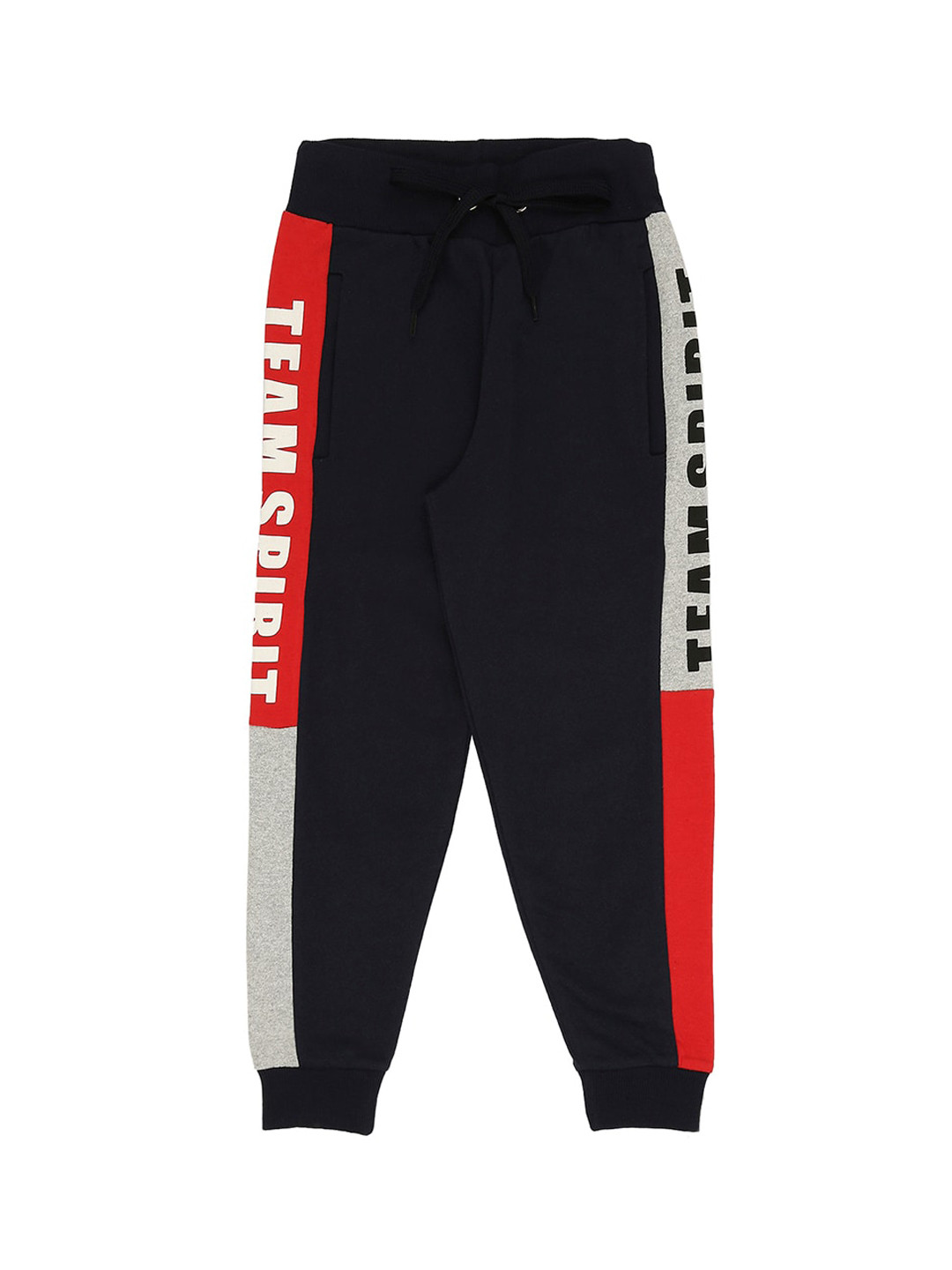 

RAINE AND JAINE Boys Grey Melange & Black Solid Straight Fit Pure Cotton Joggers