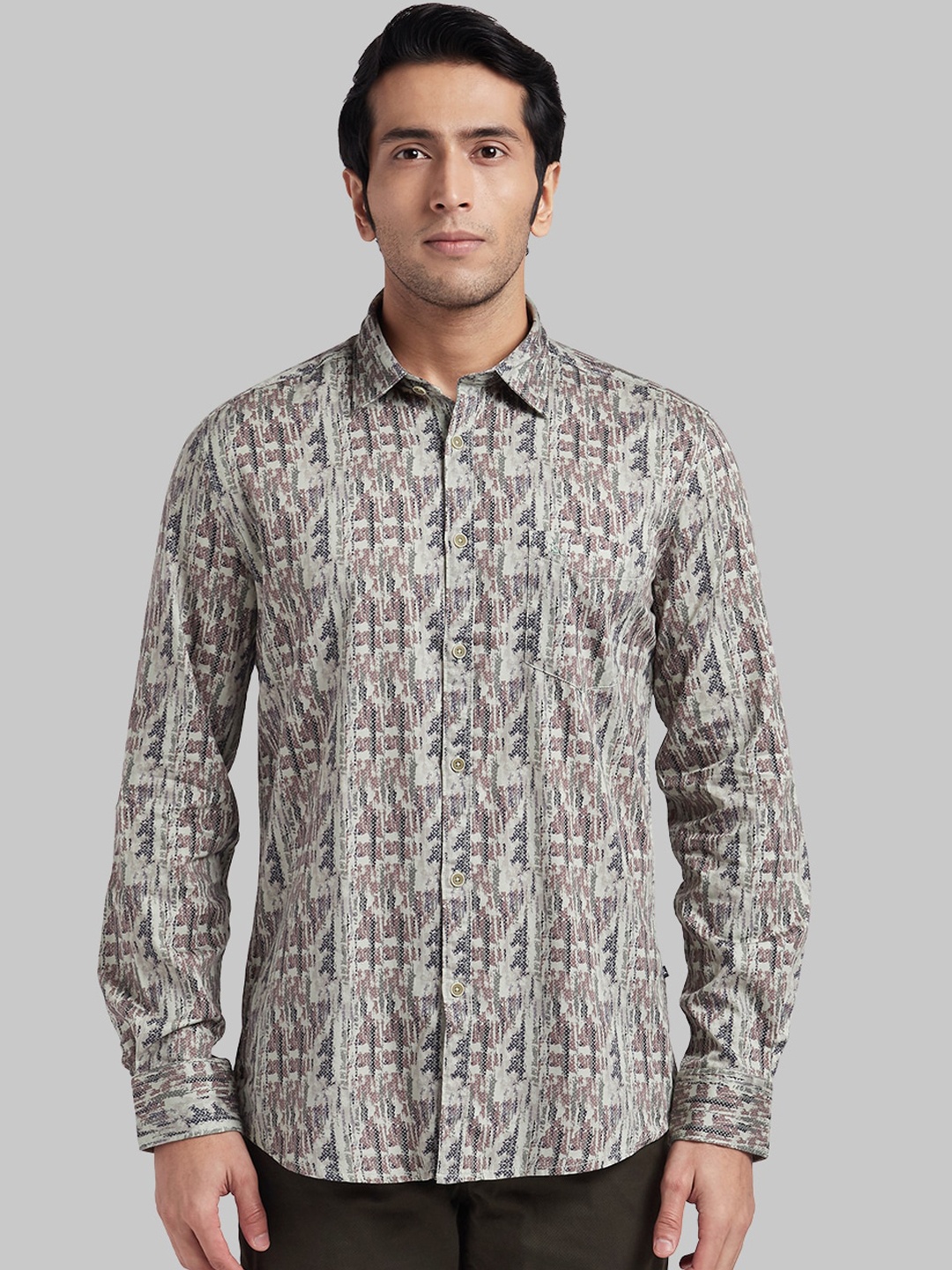 

Parx Slim Fit Opaque Printed Cotton Casual Shirt, Cream