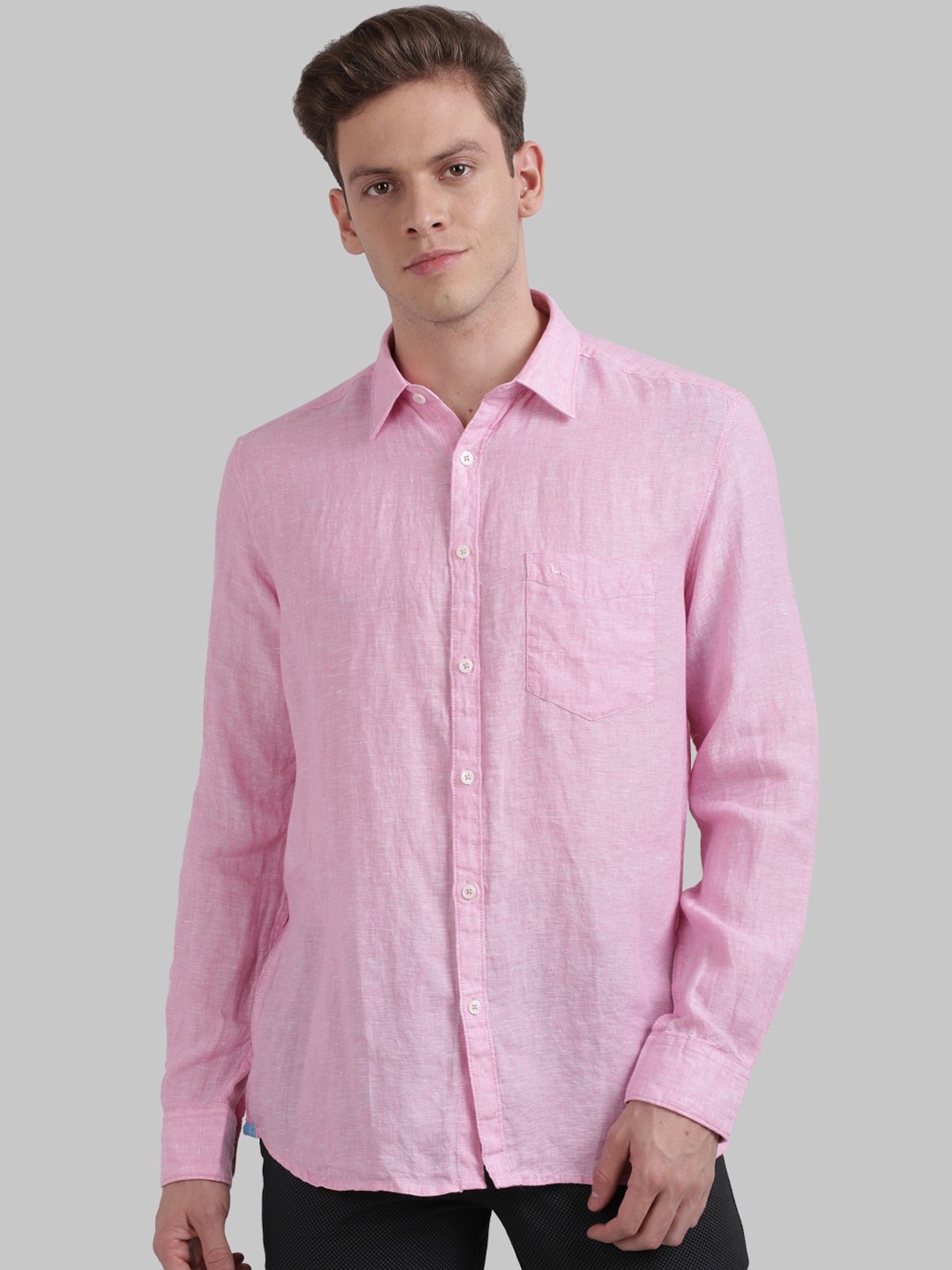 

Parx Men Pink Slim Fit Opaque Linen Casual Shirt