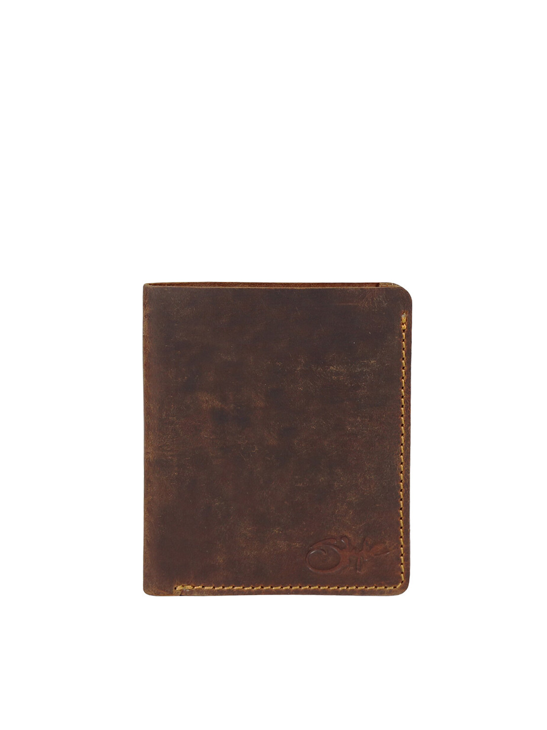 

Style SHOES Men Brown Textured Leather Two Fold Wallet