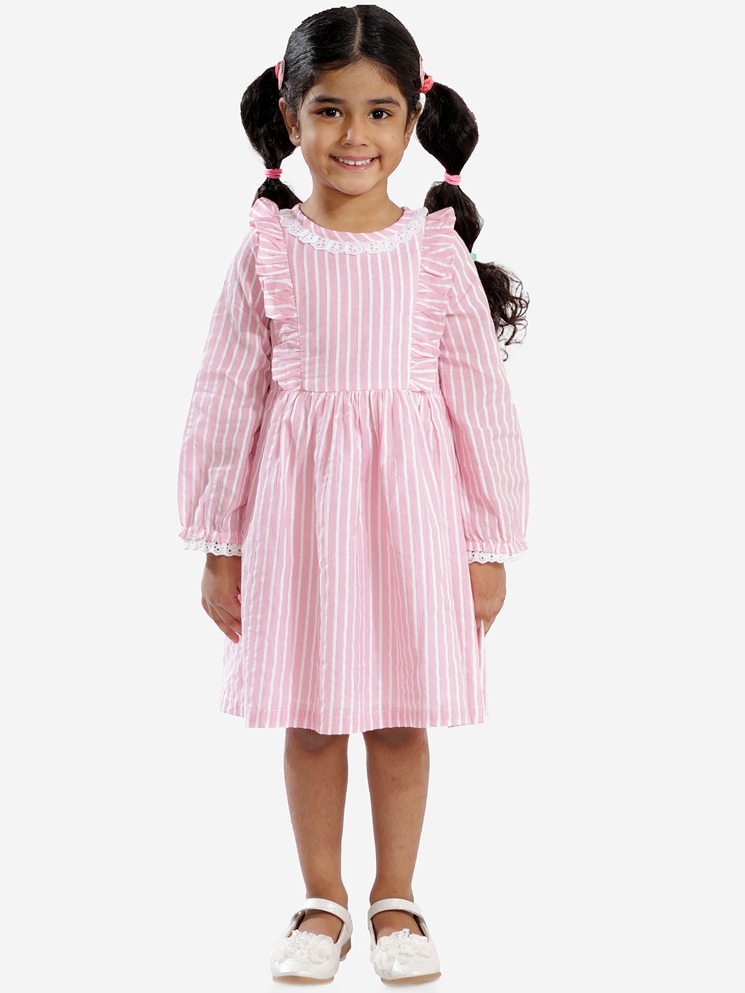 

LIL DRAMA Girls Pink & White Striped Dress
