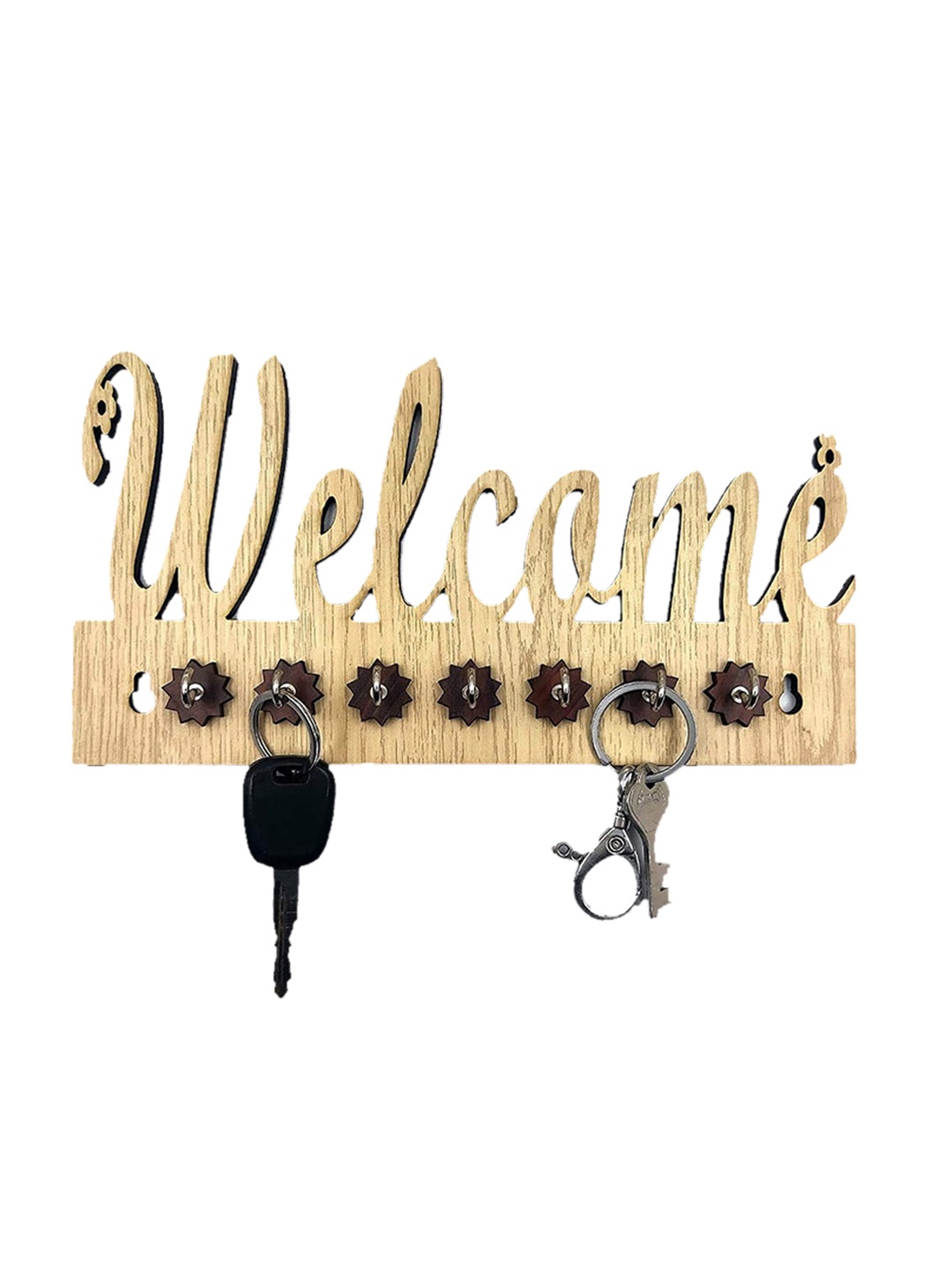 

WENS Cream-Coloured Welcome 7 Hooks Key Holder