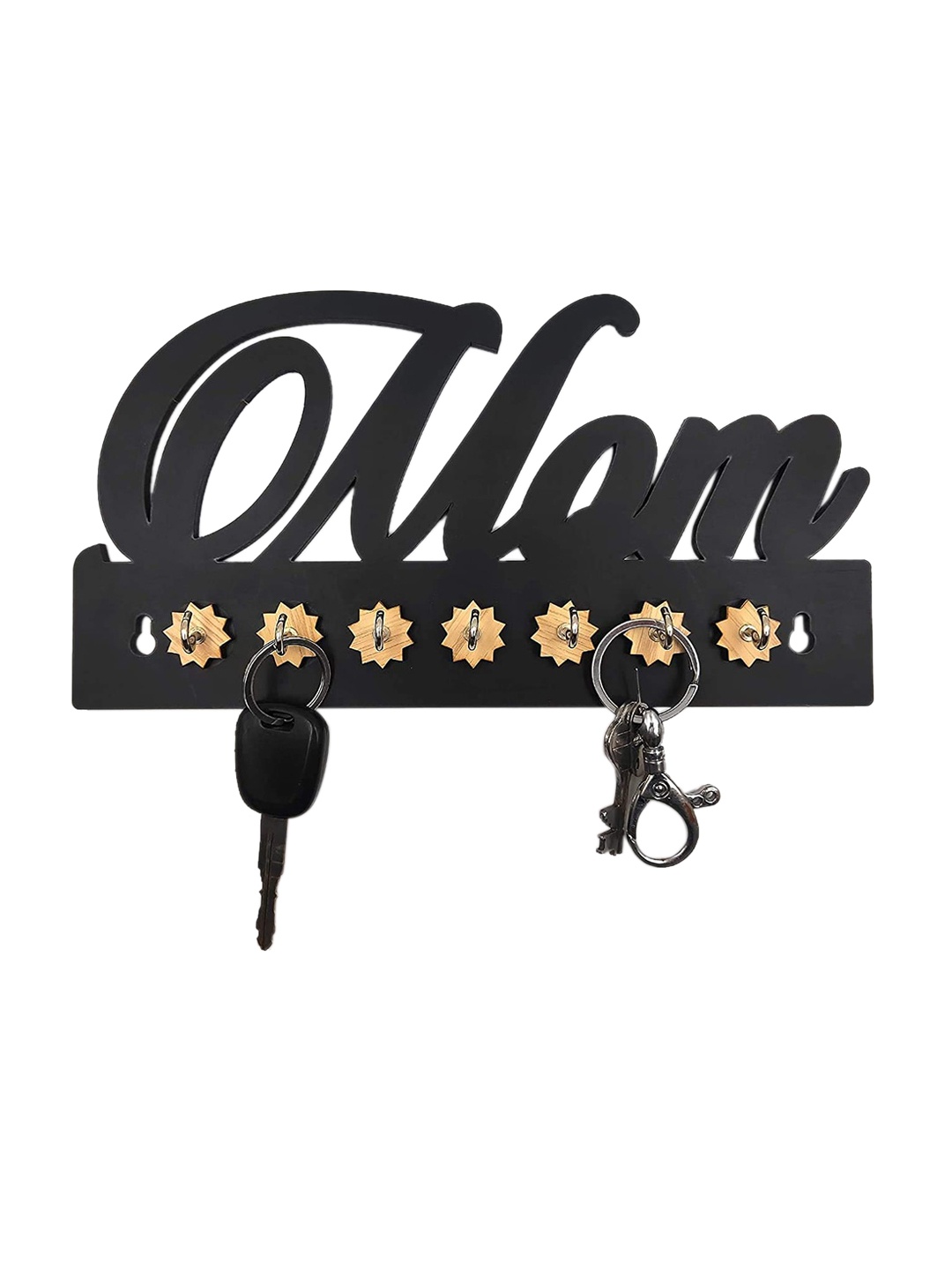 

WENS Black Mom Wooden 7 Hooks Key Holder