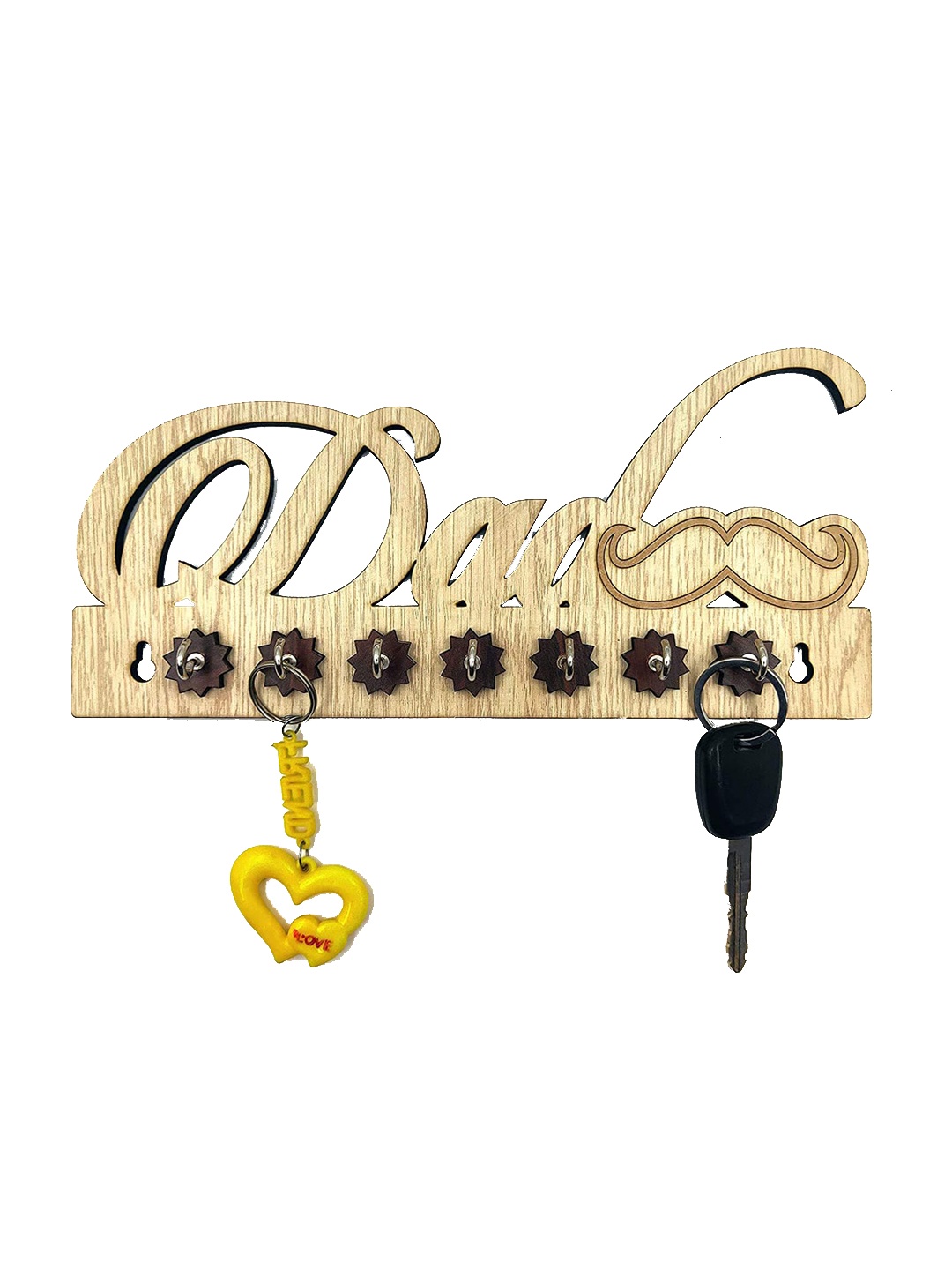 

WENS Cream-Coloured Dad Wooden 7 Hooks Key Holder